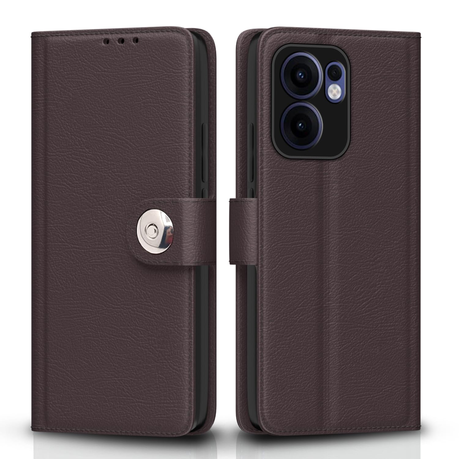 Oppo Reno 13F 5G mobile flip cover in coffee by Pikkme