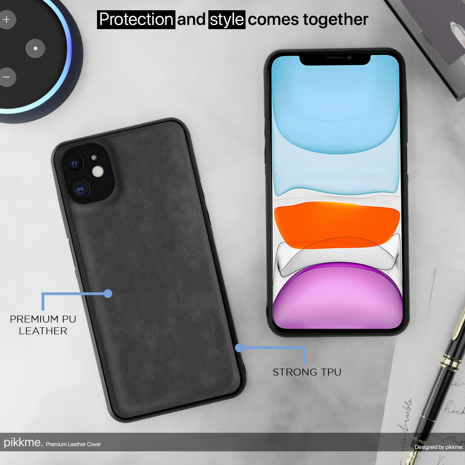 Pikkme grey Leather phone cover for iPhone 11 – photo 4