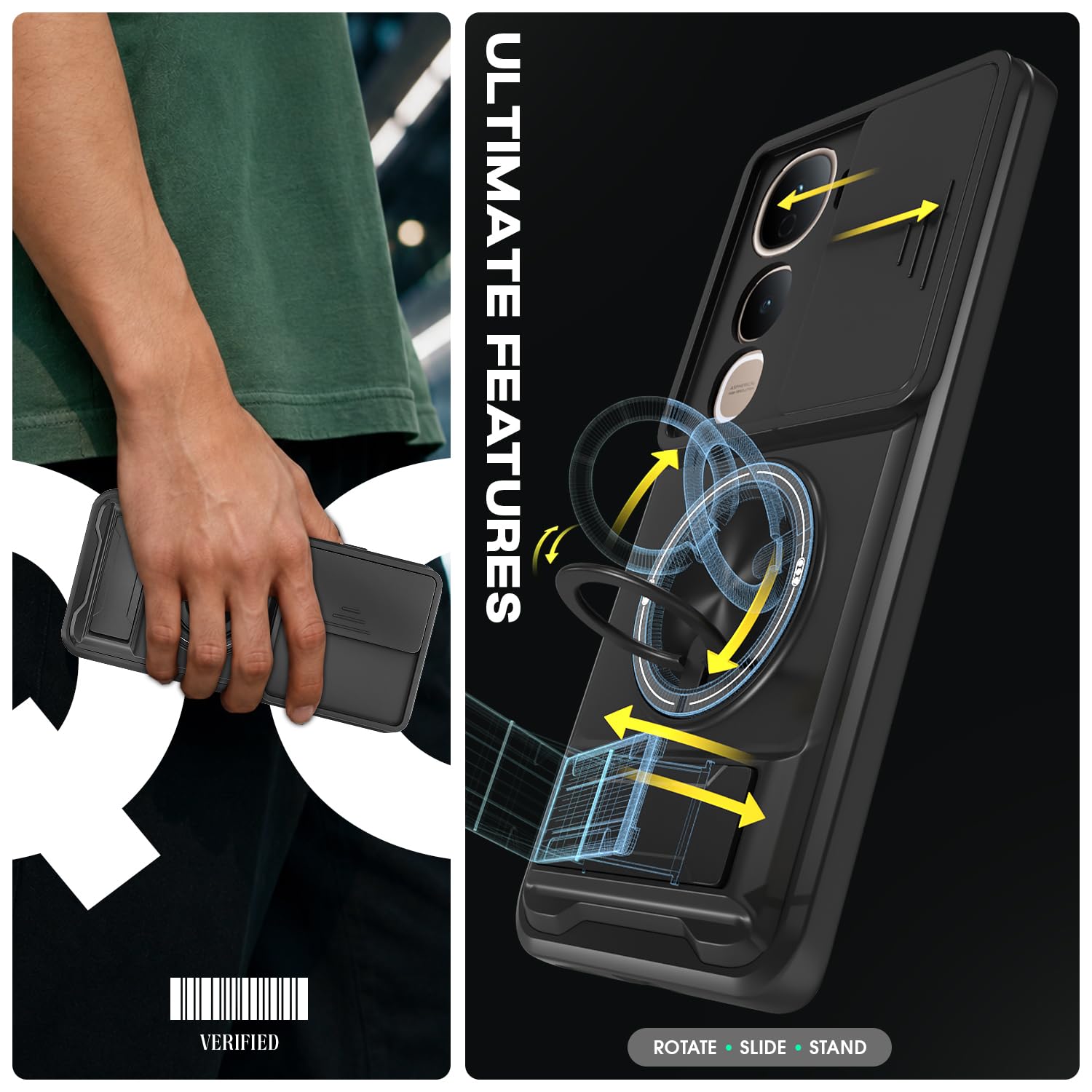 Pikkme Vivo Y400 Pro 5G Tough Armor black phone cover – photo 2
