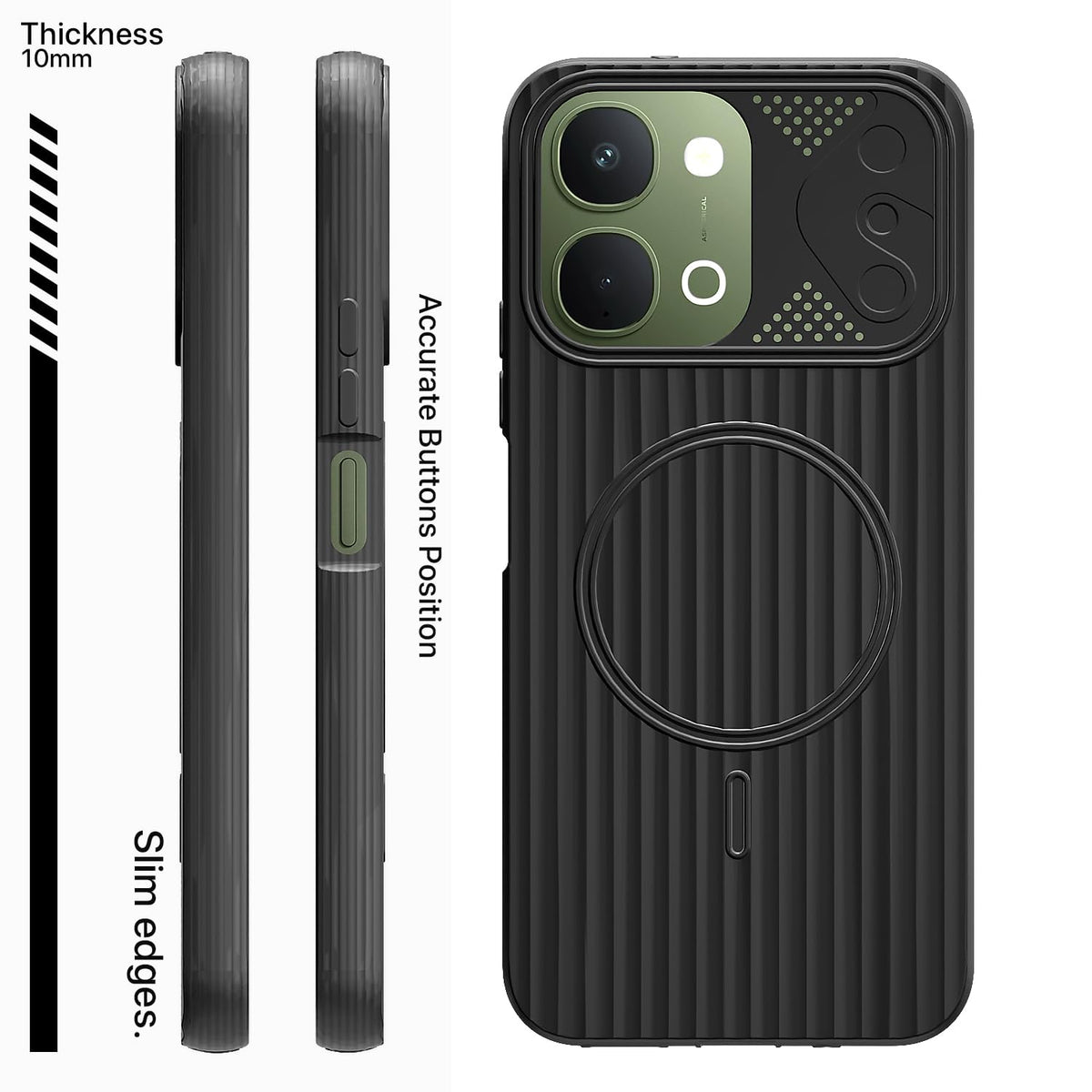 Black MagSafe phone cover for Vivo T5x/Y51 Pro/iQOO Z11x 5G – Pikkme – photo 3