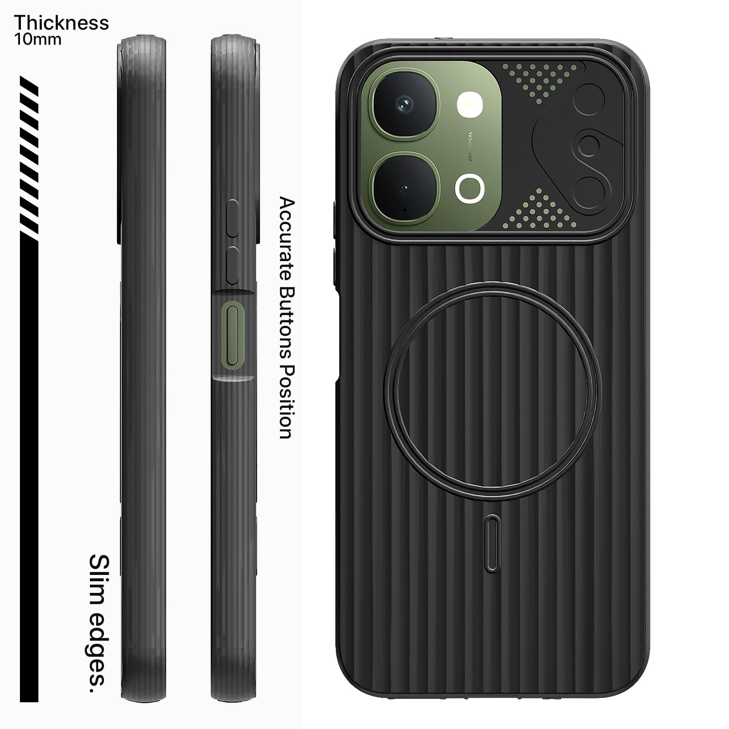 Black MagSafe phone cover for Vivo T5x/Y51 Pro/iQOO Z11x 5G – Pikkme – photo 3
