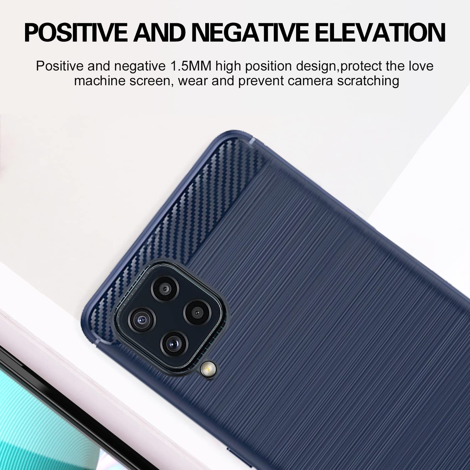 Pikkme Samsung Galaxy M32 4G / M32 Prime Hybrid Carbon Fiber Back Cover | Blue