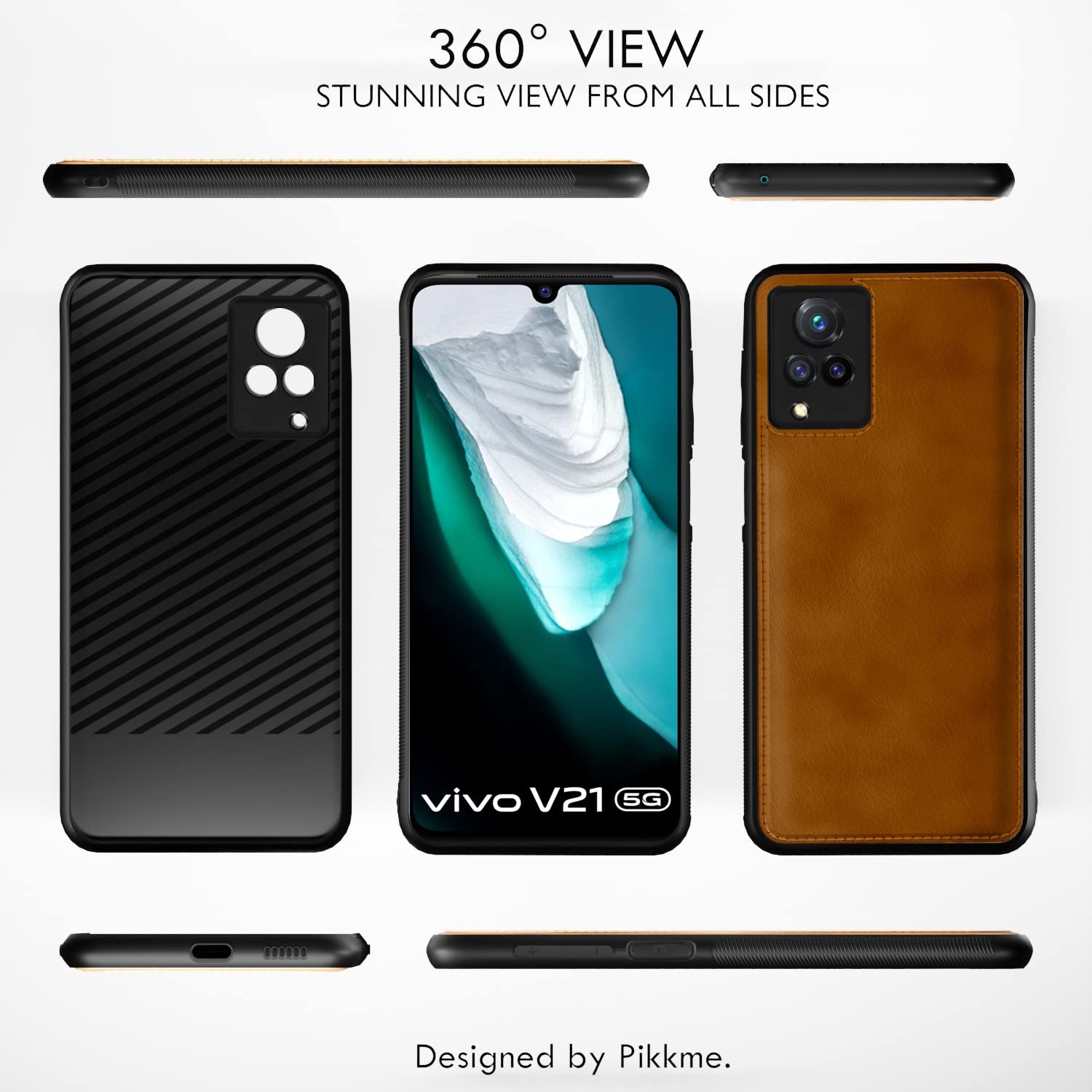 Pikkme Vivo V21 5G Leatherback Back Case | Brown
