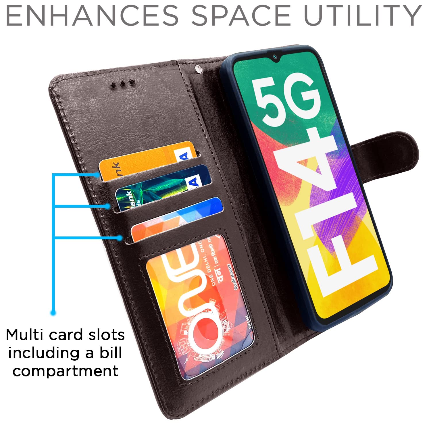 Pikkme Samsung Galaxy F14 5G Vintage Flip Cover | Coffee