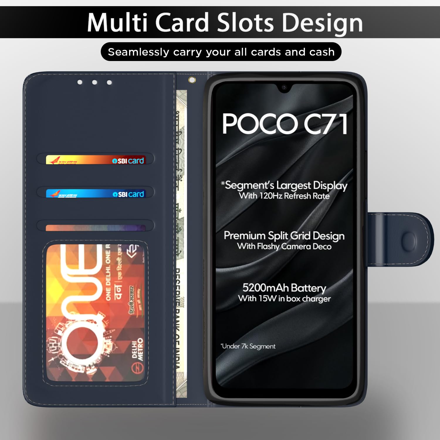 Pikkme Poco C71/Redmi A5 Wallet blue flip case – photo 5