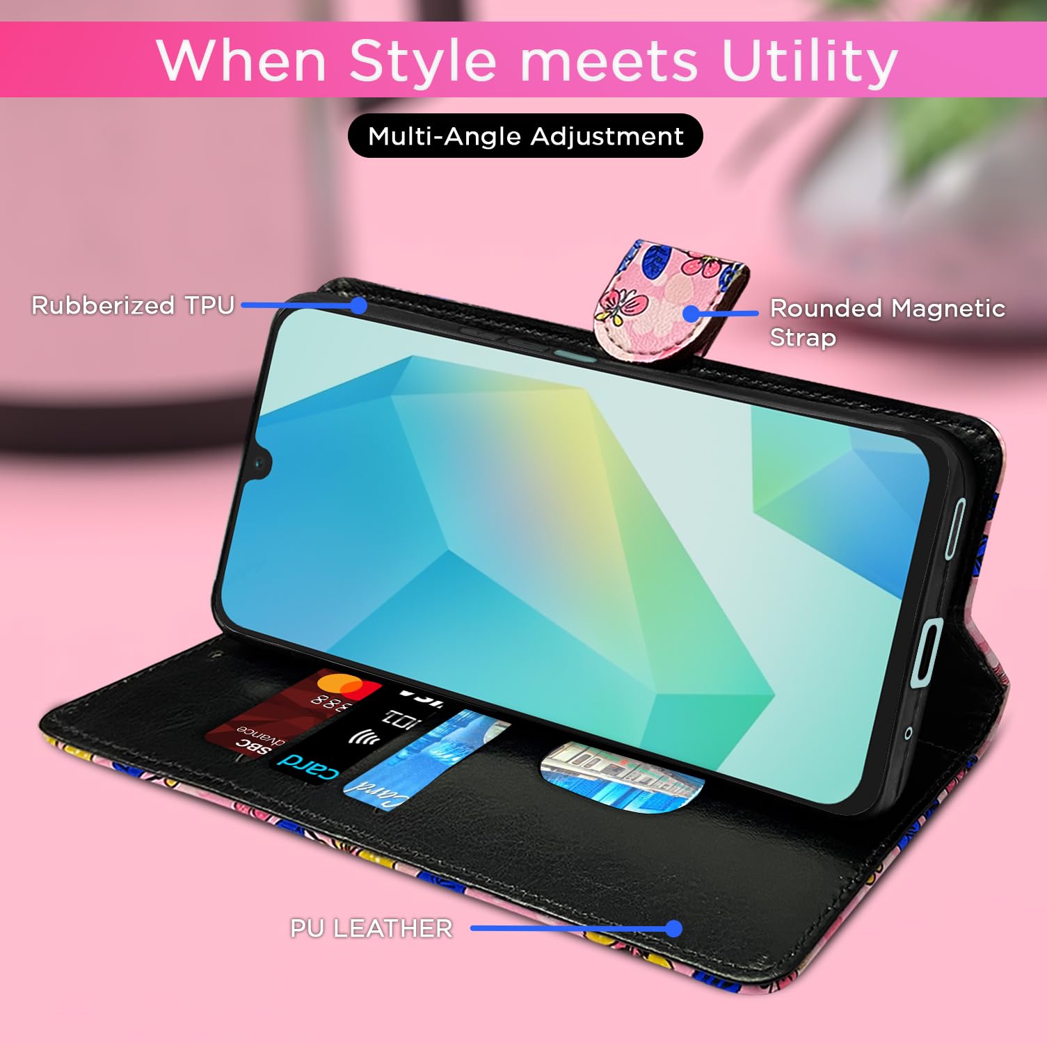 Pikkme pink flower Wallet flip cover for Samsung A16 5G – photo 5