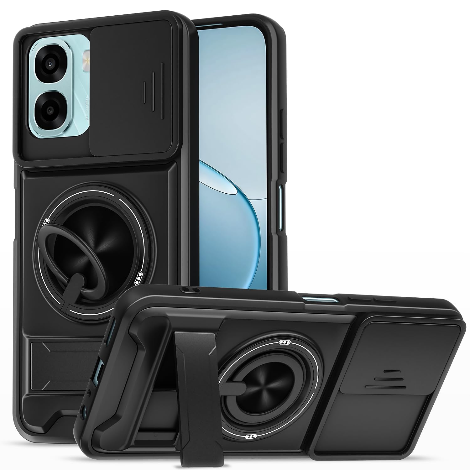 Pikkme black Tough Armor phone cover for Oppo A6X 5G