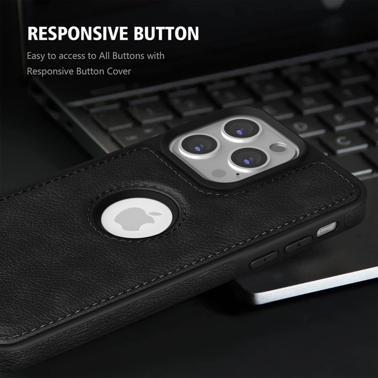 Pikkme iPhone 13 Pro Flexible Pu Leather Back Case | Black