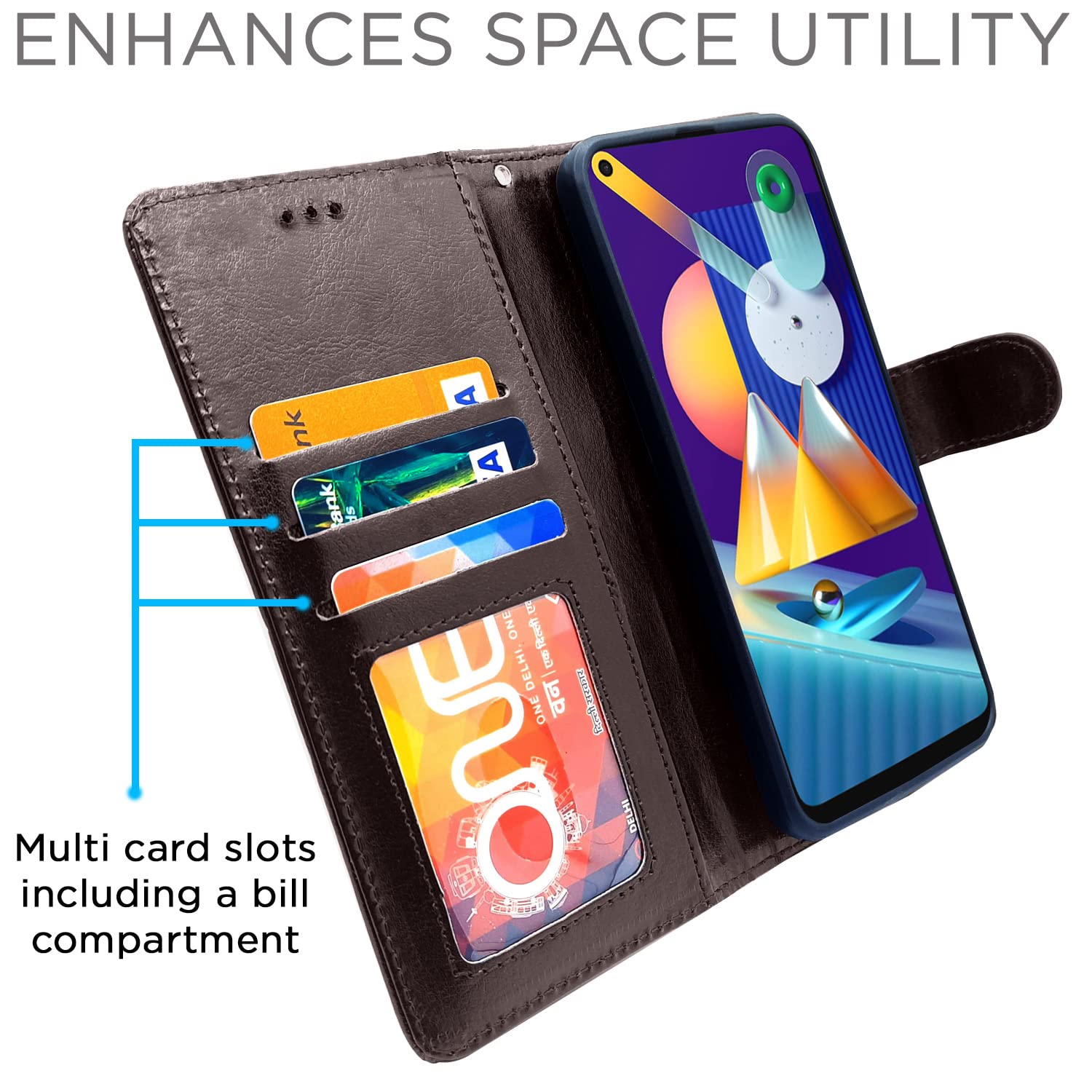 Pikkme Samsung Galaxy M11 Vintage Flip Cover (Coffee)