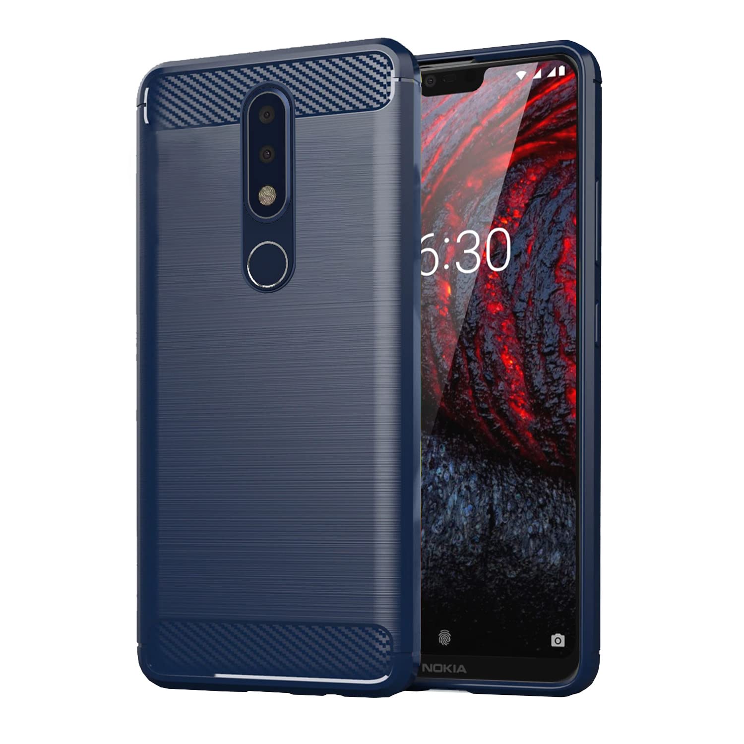 Nokia 6.1 Plus Hybrid Carbon Fiber Back Cover - Blue