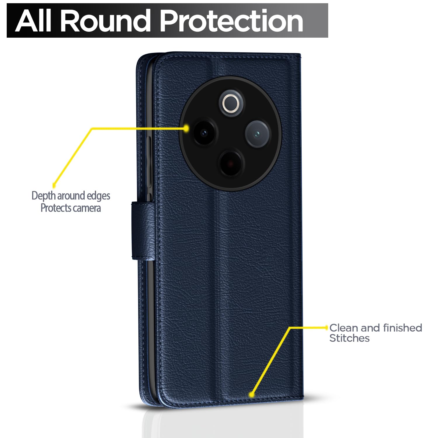 Pikkme Vivo T4 5G / iQoo Z10 5G Vintage Flip Cover (Blue)