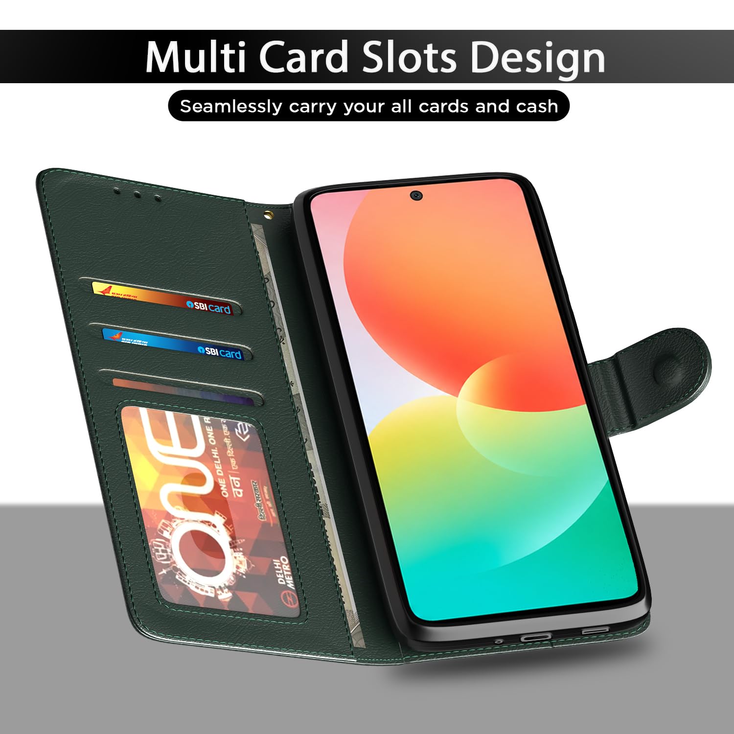 Green Wallet flip cover for Samsung A27/M47 5G – Pikkme – photo 5