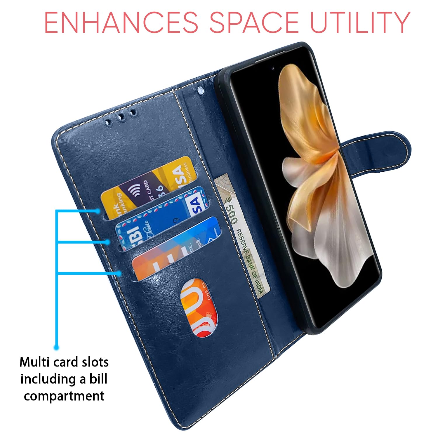 Blue wallet flip cover for Vivo V30 Pro 5G – Pikkme – photo 4