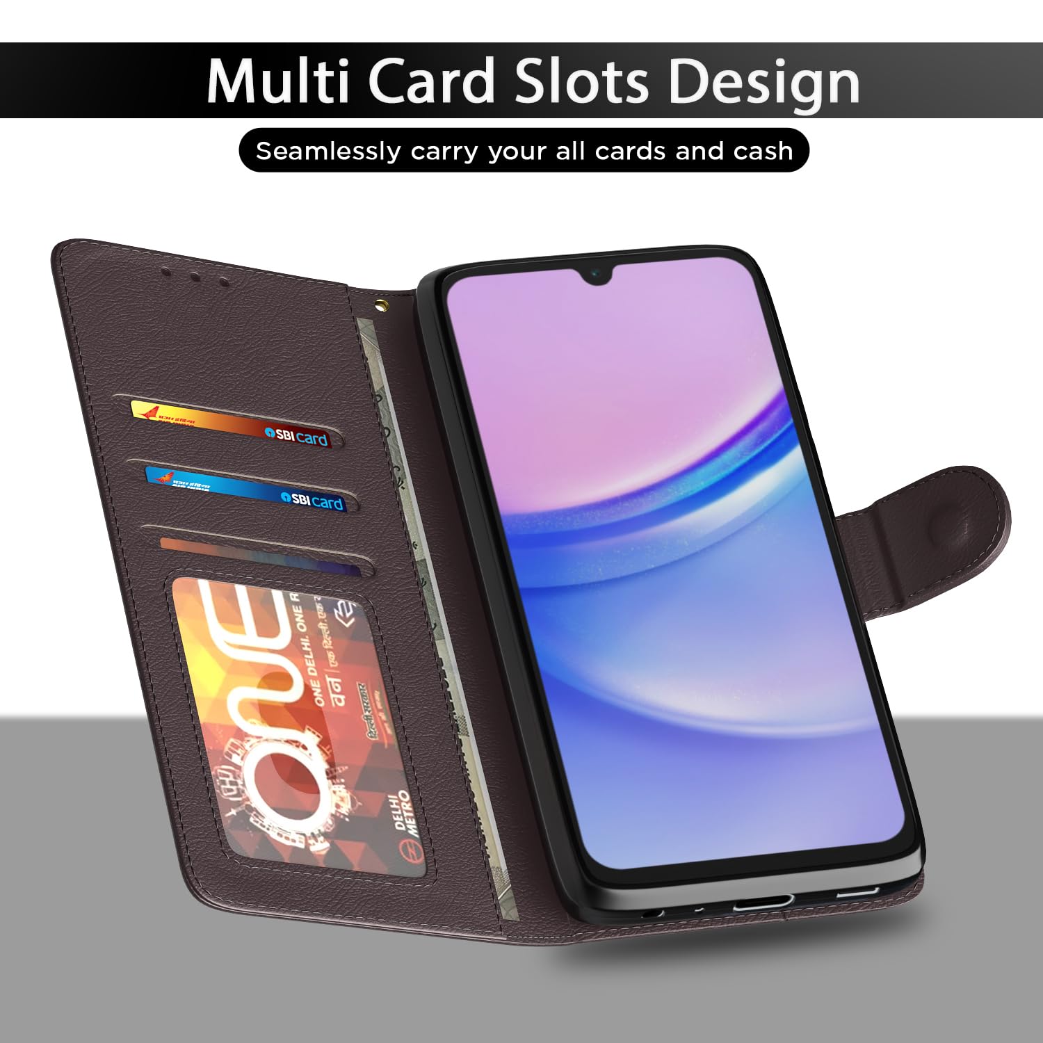 Pikkme Samsung Galaxy F15 5G / M15 5G / M15 Prime 5G Vintage Flip Cover (Coffee)