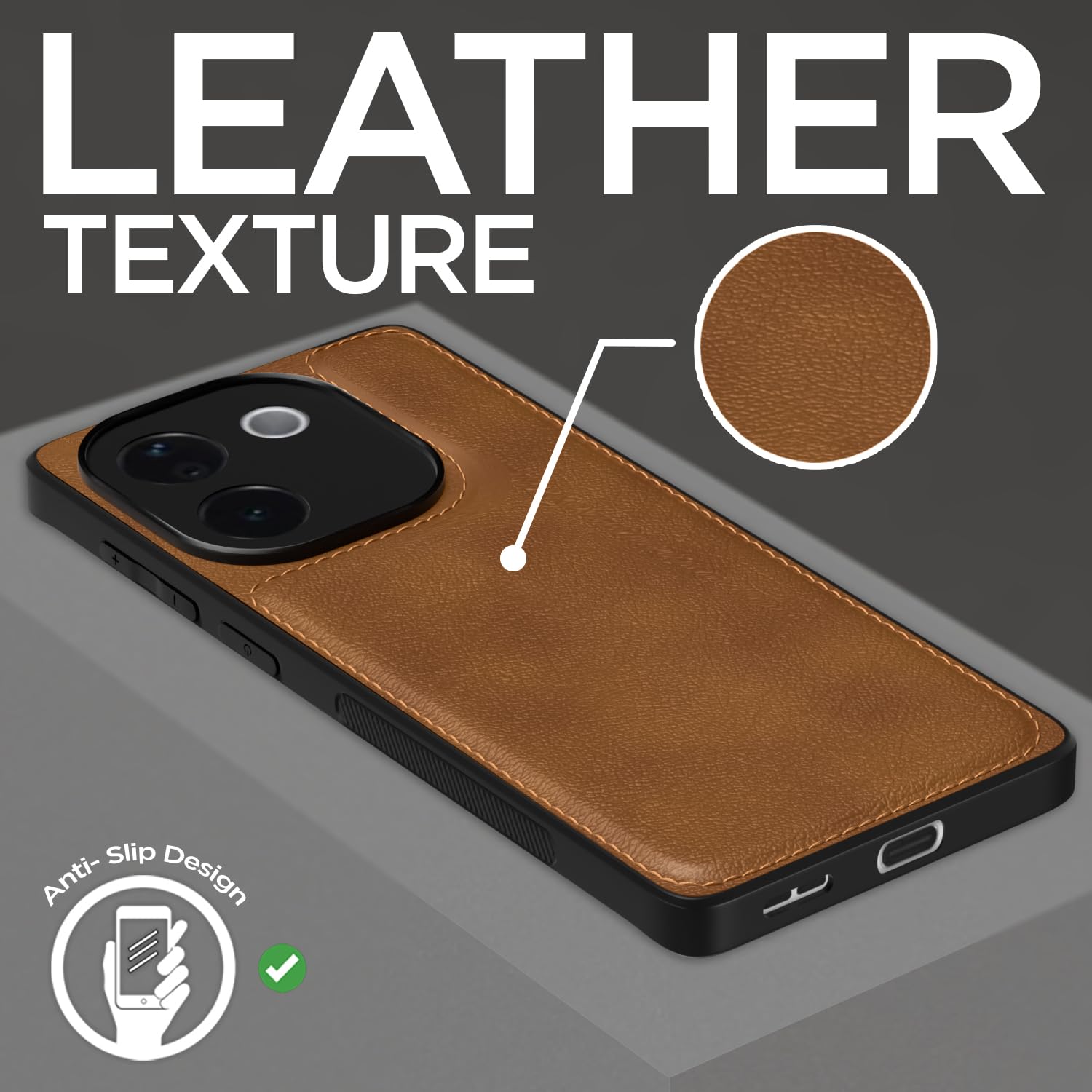 Pikkme brown Leather back cover for iQOO Z9s Pro/Vivo T3 Pro 5G – photo 7