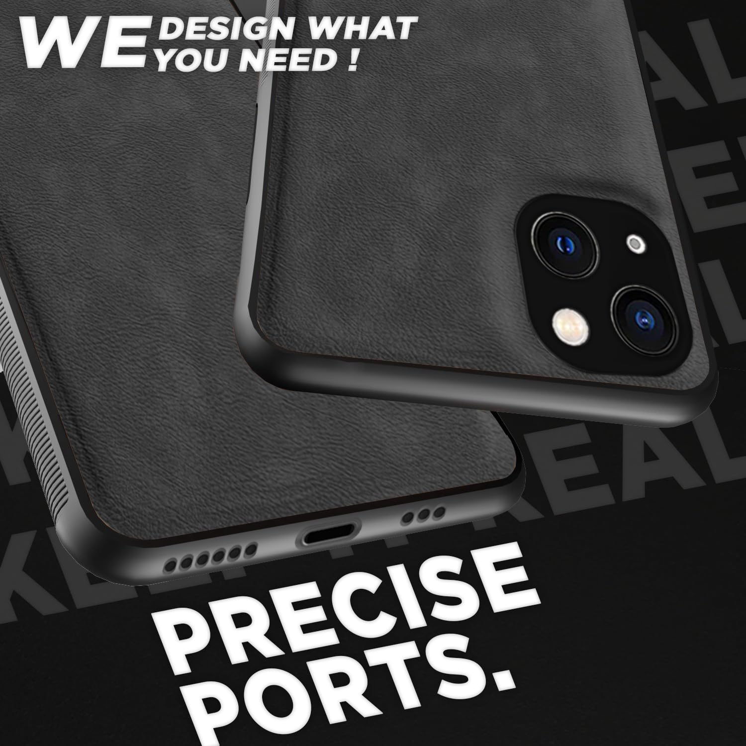 iPhone 14 Plus Leather back cover in grey by Pikkme – photo 3