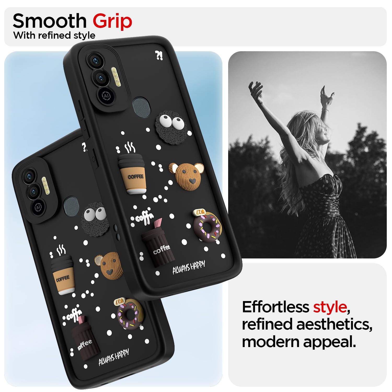 Pikkme Tecno Spark 7/7T/3D Silicone black mobile back cover – photo 2
