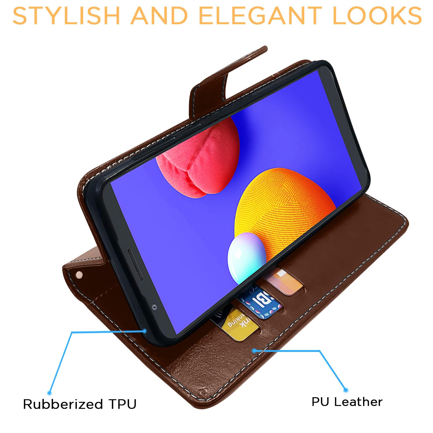 Brown & coffee Magnetic wallet flip cover for Samsung M01 Core – Pikkme – photo 4