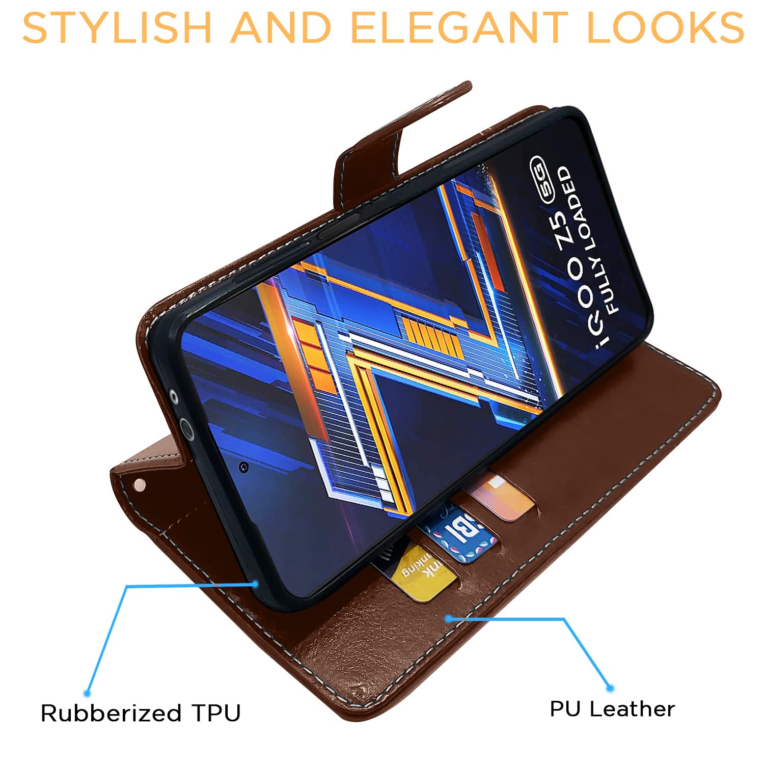 Brown & coffee Magnetic flip cover for iQOO Z5 5G – Pikkme – photo 5
