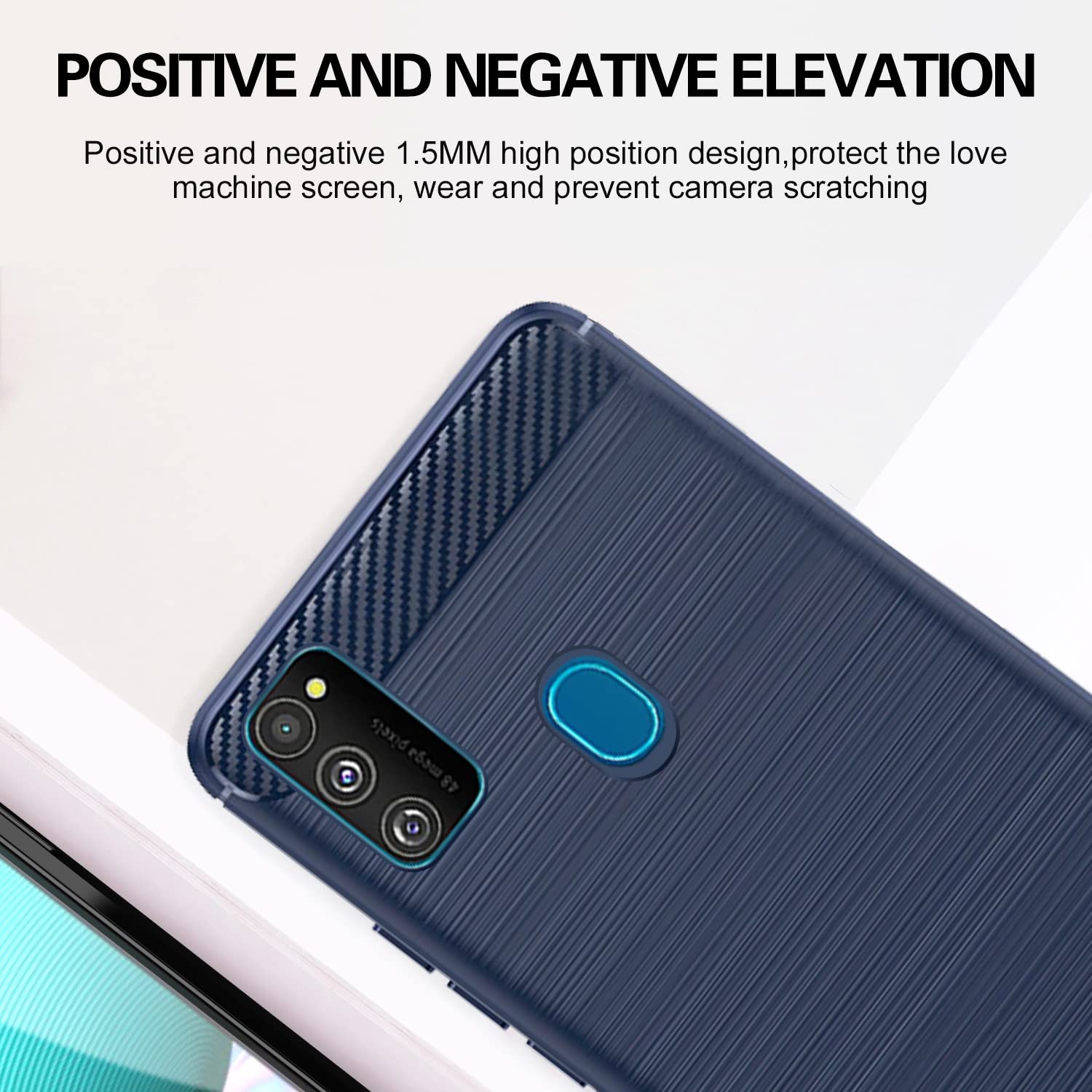 Pikkme Samsung Galaxy M30s / M21 / M21 2021 Hybrid Carbon Fiber Back Cover | Blue