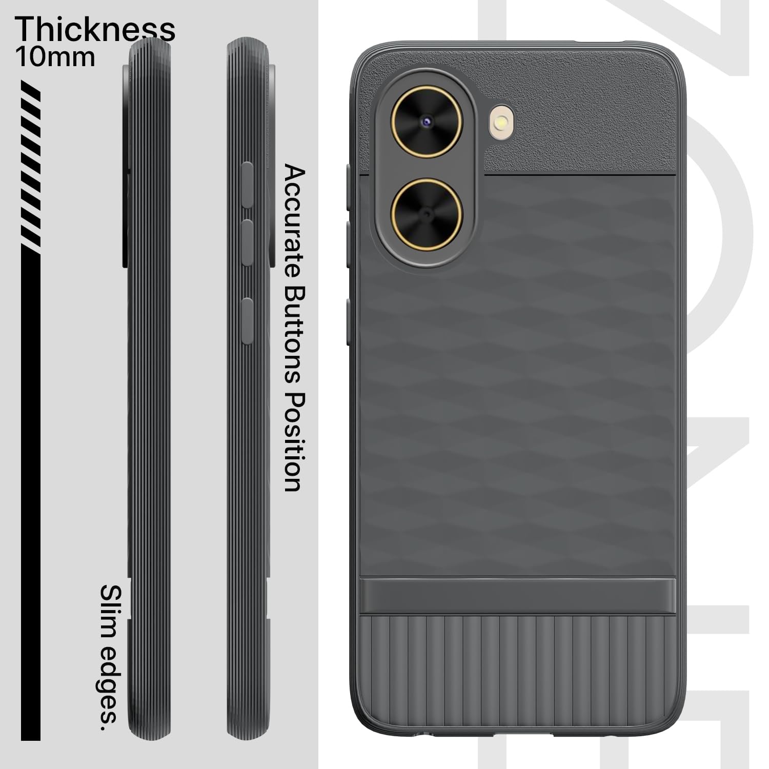 Pikkme Poco C71 / Redmi A5 Shockproof Soft Flexible Gencase Back cover (Grey)