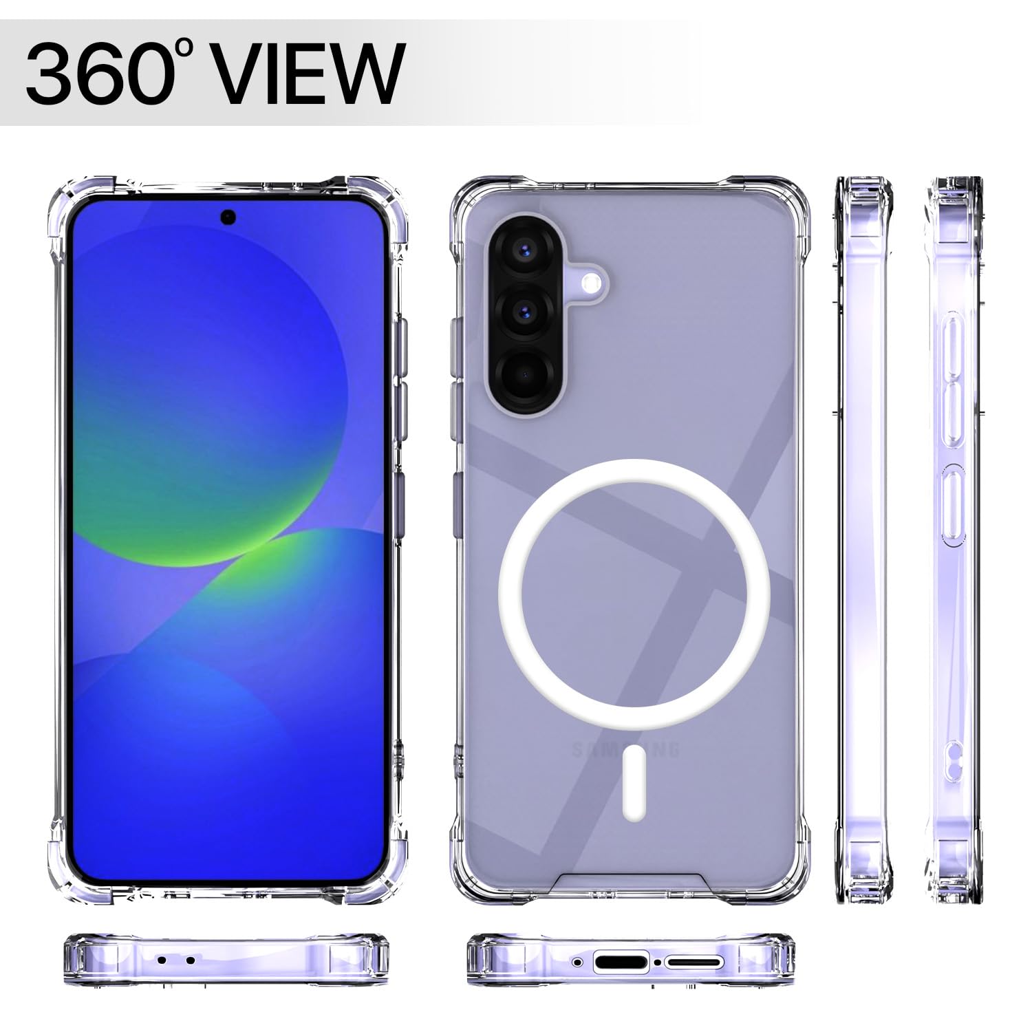 Pikkme Samsung Galaxy A36 5G Mag-Safe Shockproof PC + TPU Back Cover (Transparent)