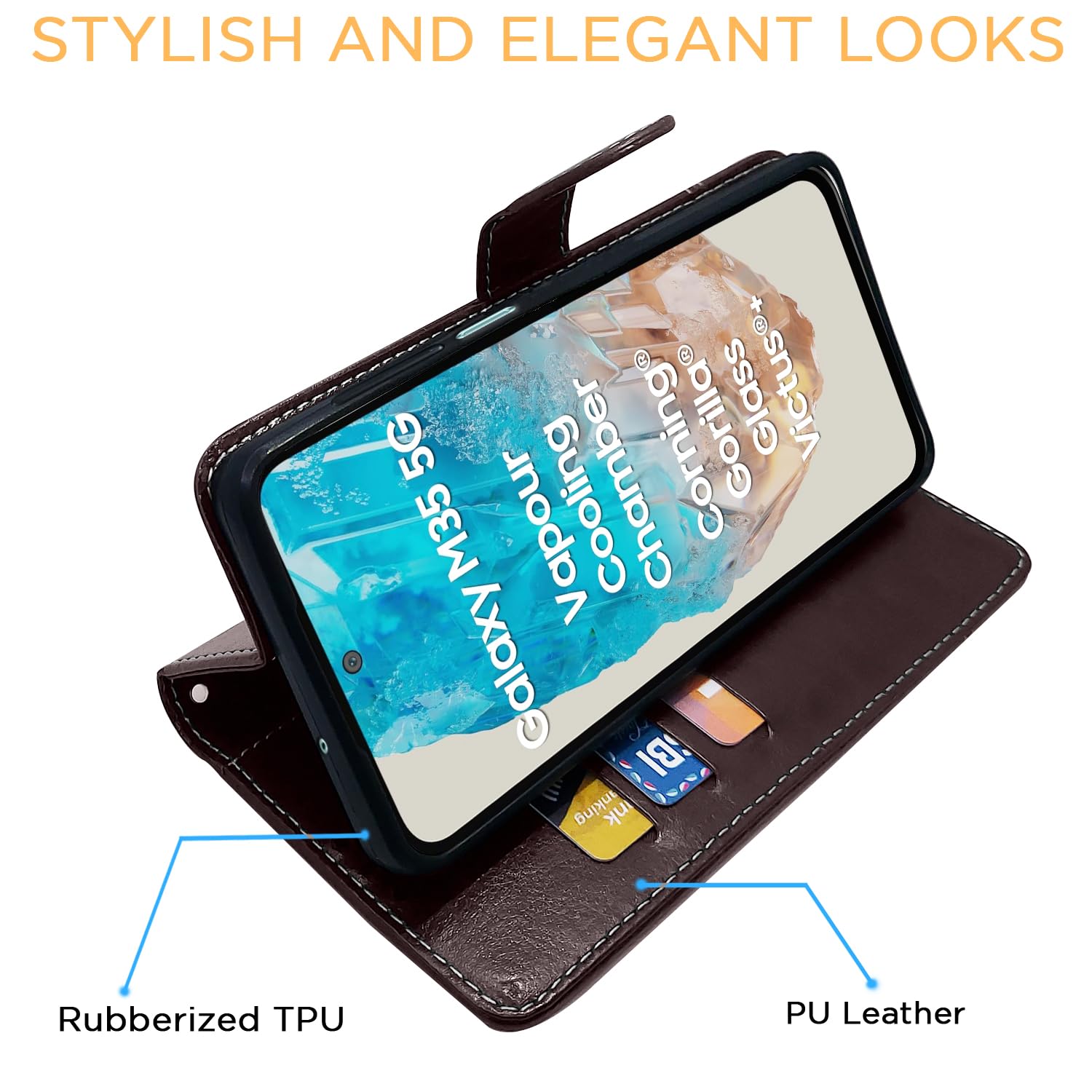 Pikkme Samsung M35 5G coffee & brown wallet flip cover – photo 5