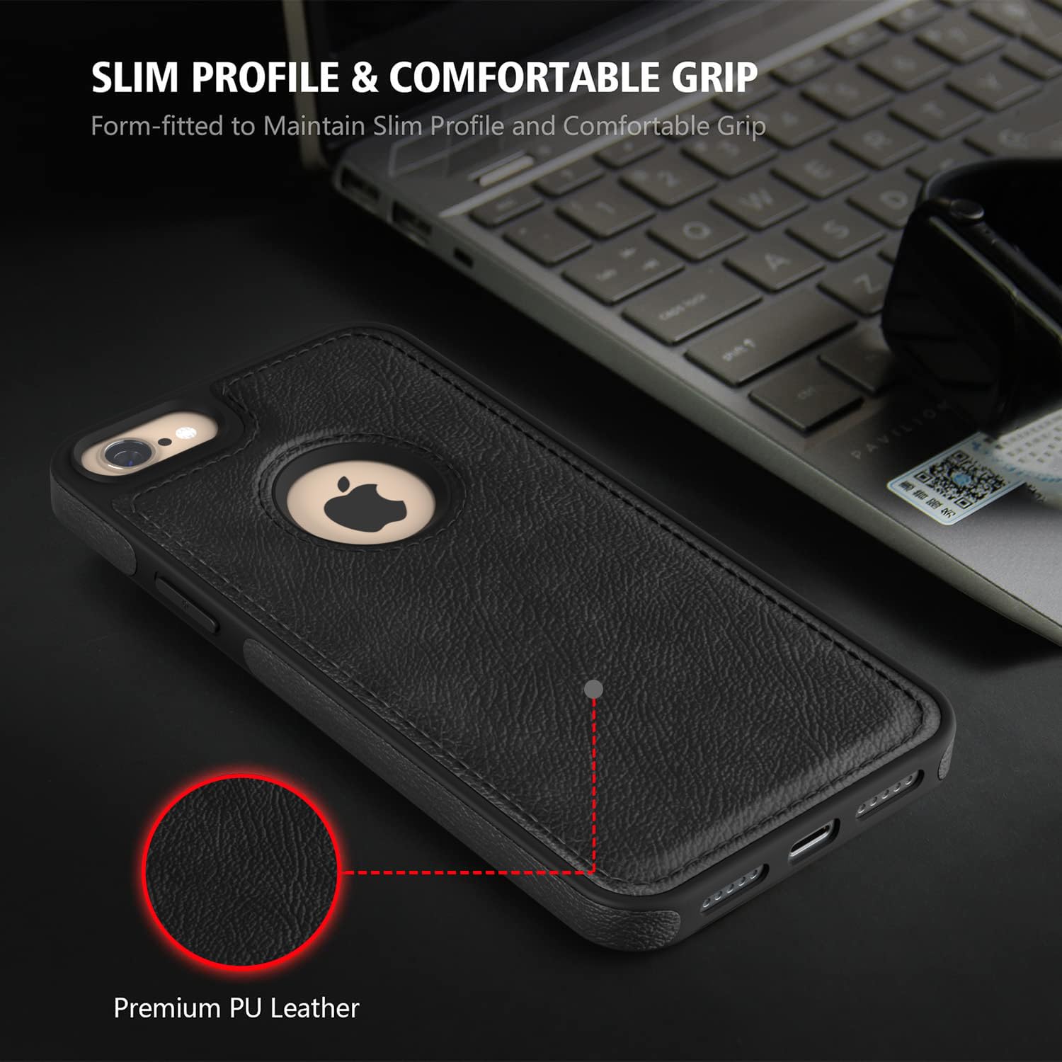 Pikkme iPhone 7/8 Flexible Pu Leather Back Case (Black)