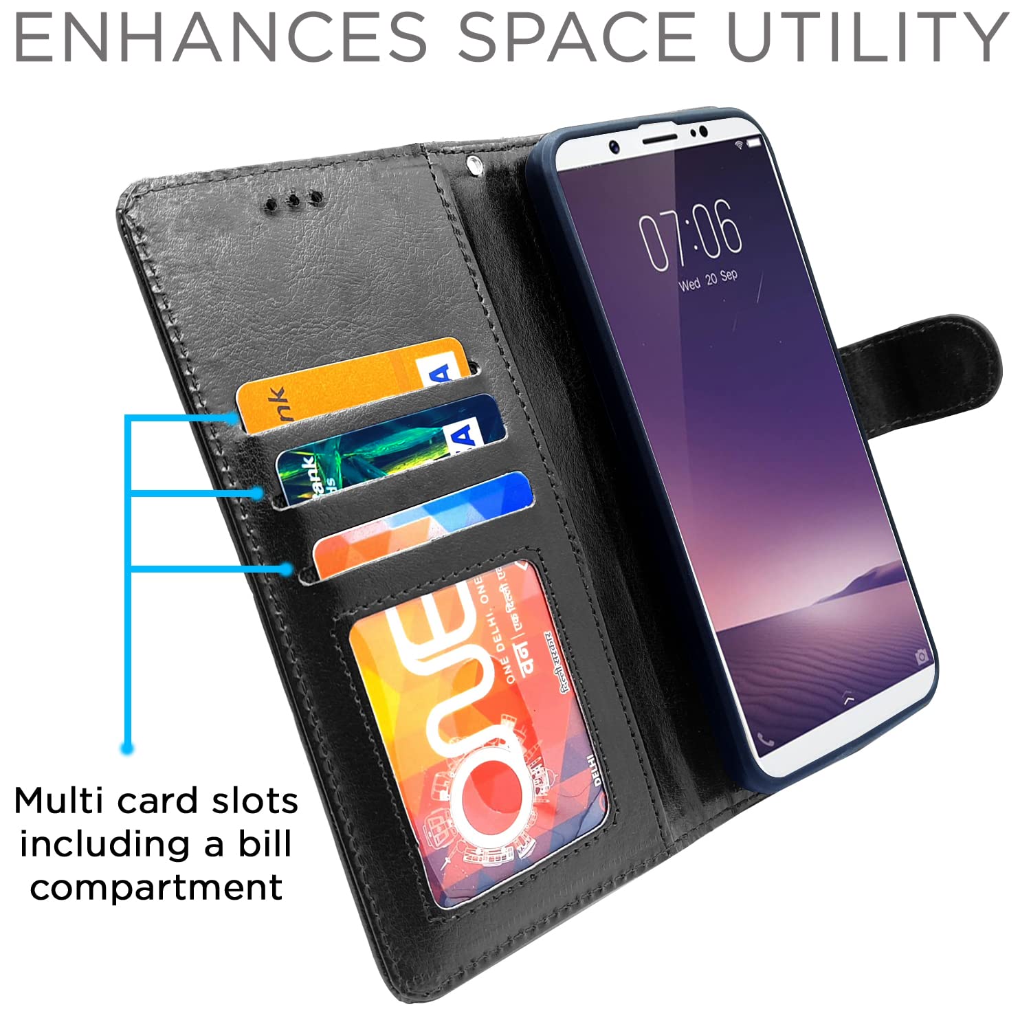 Pikkme Vivo V7 Plus Vintage Flip Cover | Black