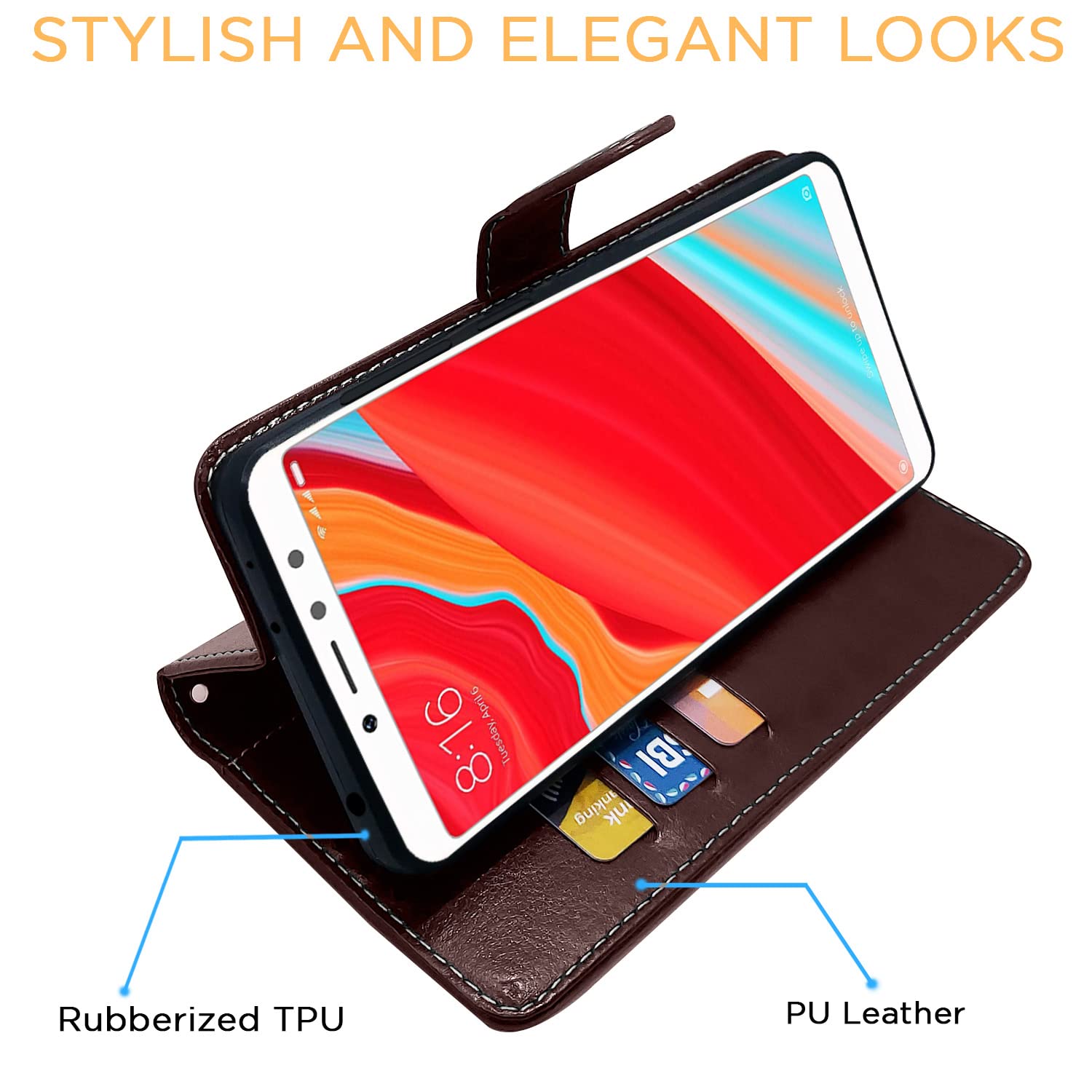 Pikkme Redmi Y2 Magnetic coffee & brown wallet flip cover – photo 6