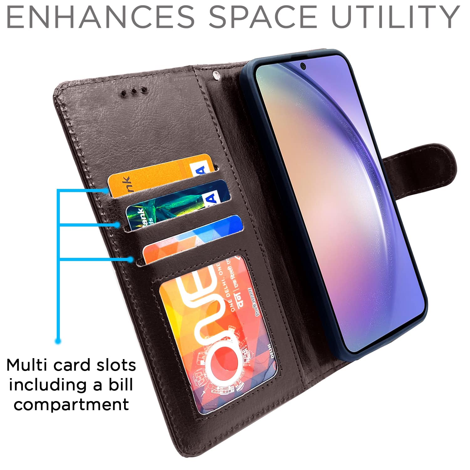 Pikkme Samsung Galaxy A54 5G Vintage Flip Cover (Coffee)