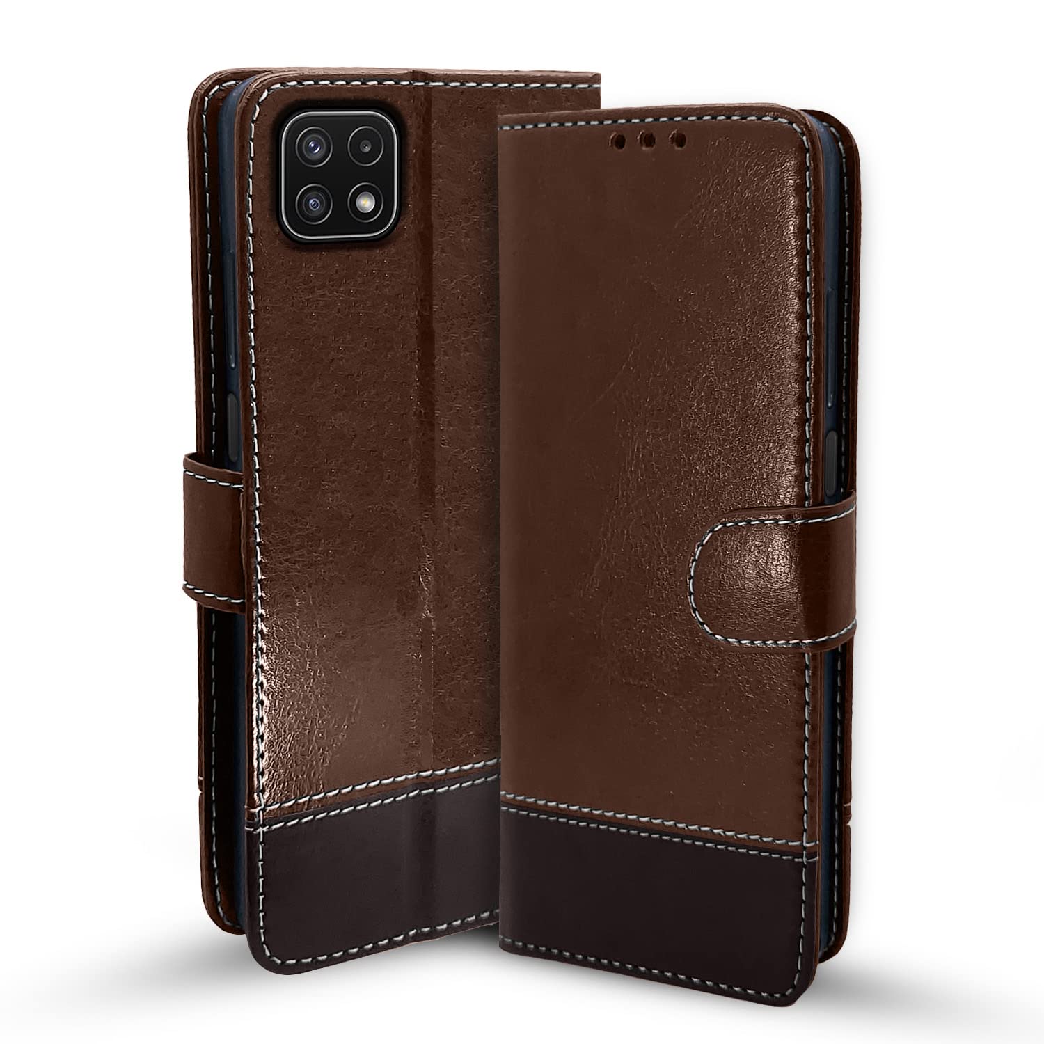 Pikkme brown & coffee Magnetic mobile flip cover for Samsung F42/A22 5G