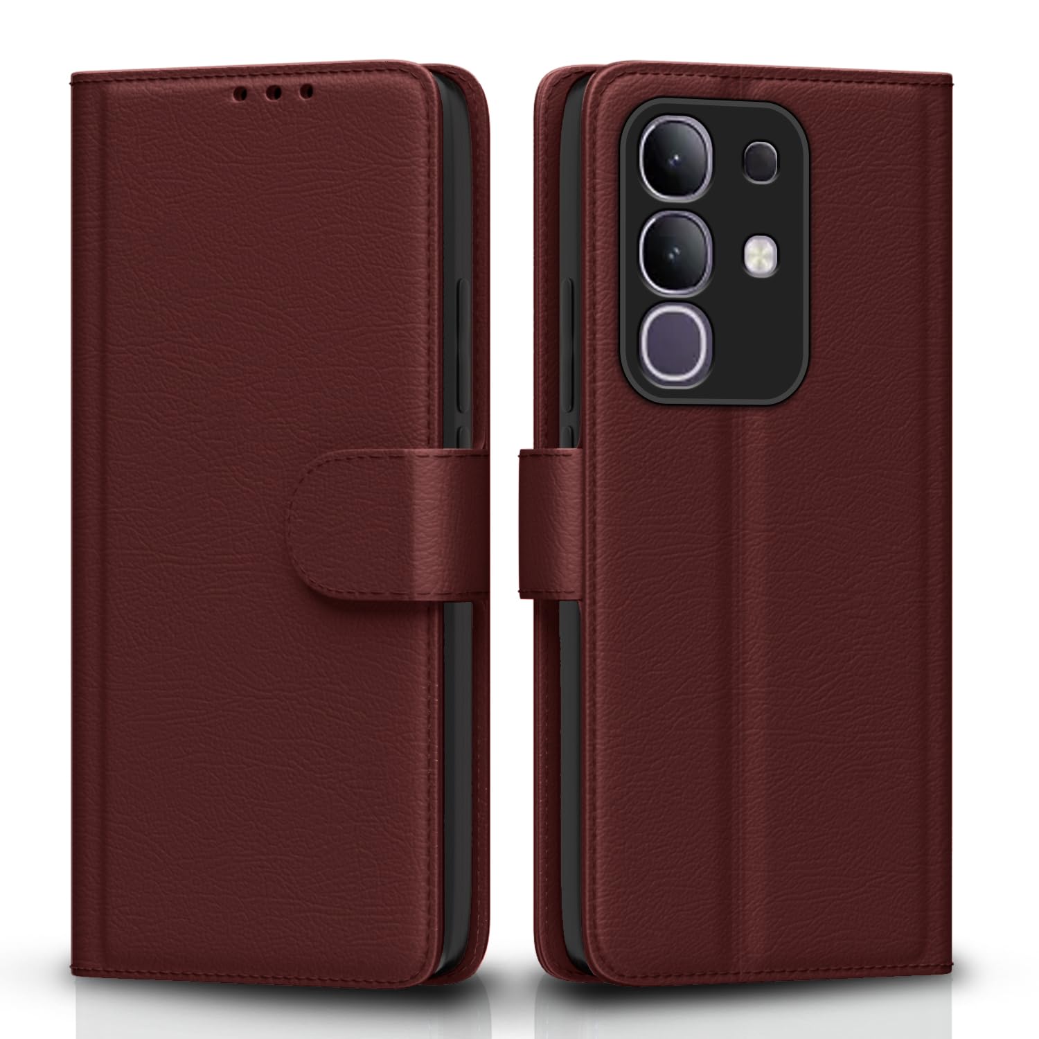 Pikkme Vivo T4x 5G / iQoo Z10x 5G Vintage Flip Cover (Brown)