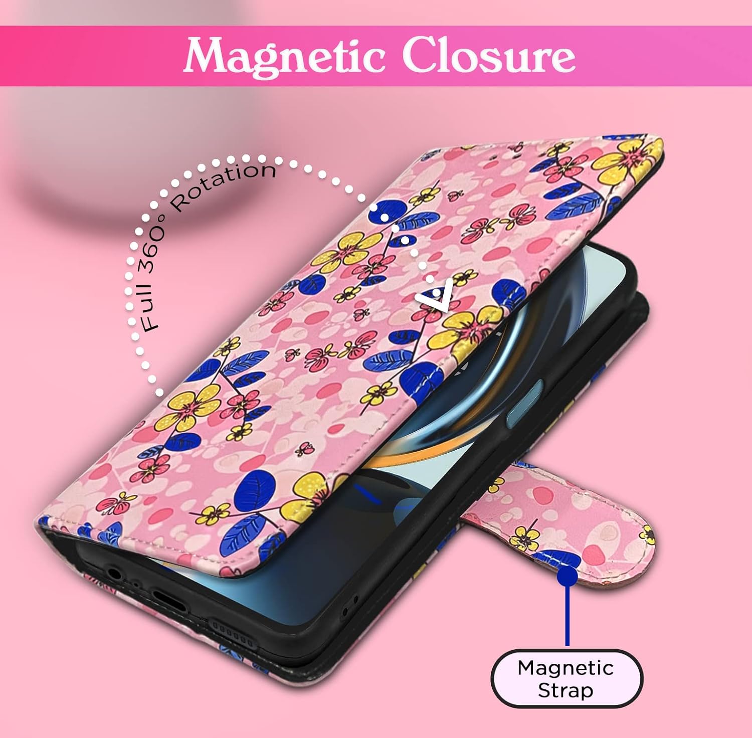Pikkme OnePlus Nord Ce 3 Lite 5G Flower Flip Cover (Pink)