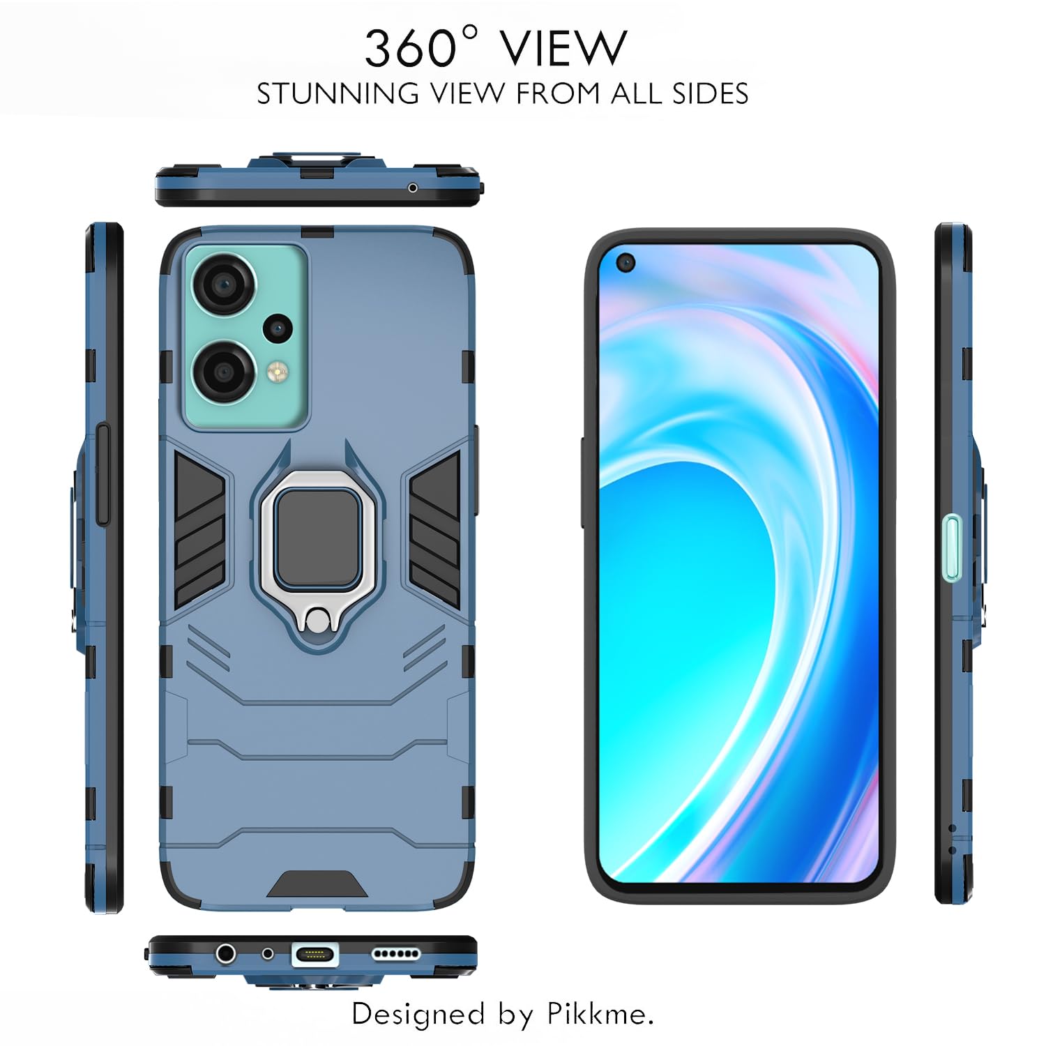 Pikkme OnePlus Nord Ce 2 Lite 5G D5 Tough Armor Back Cover | Blue
