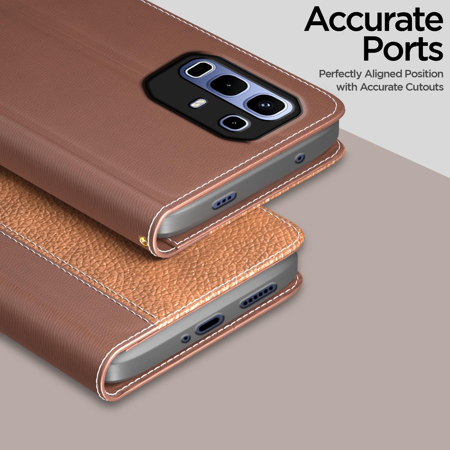 Pikkme tan wallet flip cover for Infinix Note 50s 5G – photo 2