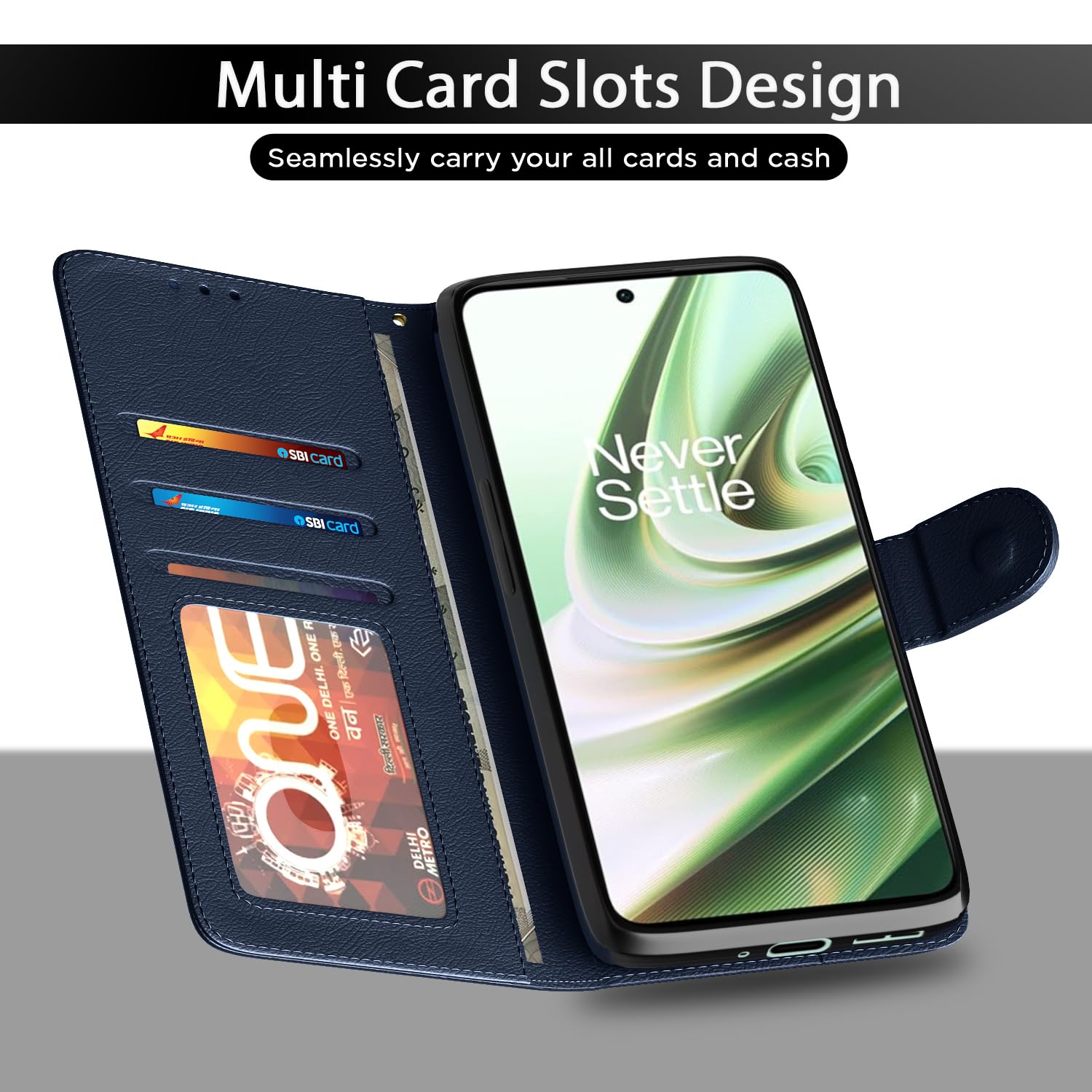 OnePlus 10R/10R Prime 5G wallet flip cover in blue by Pikkme – photo 5