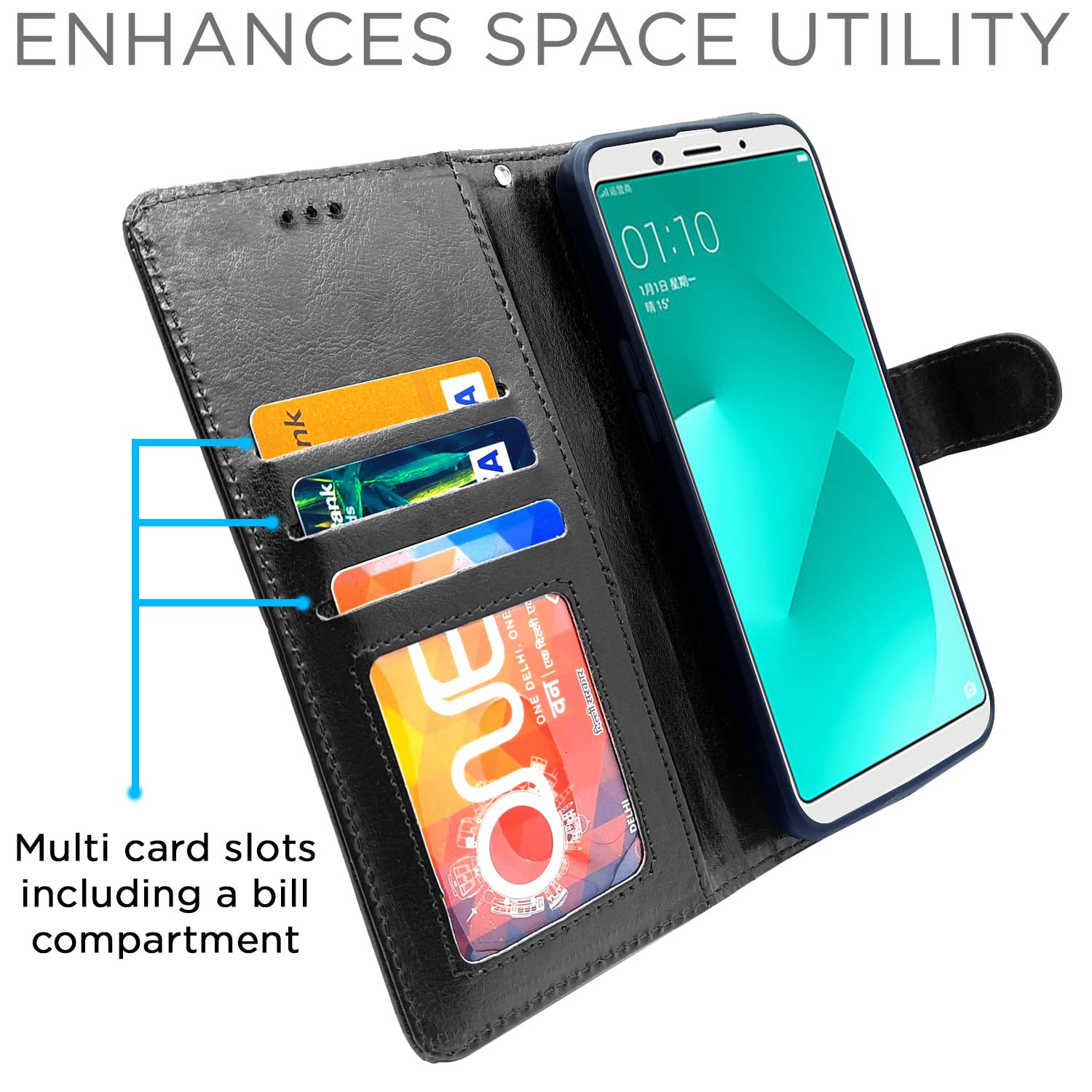 Pikkme Oppo A83 Vintage Flip Cover (Black)