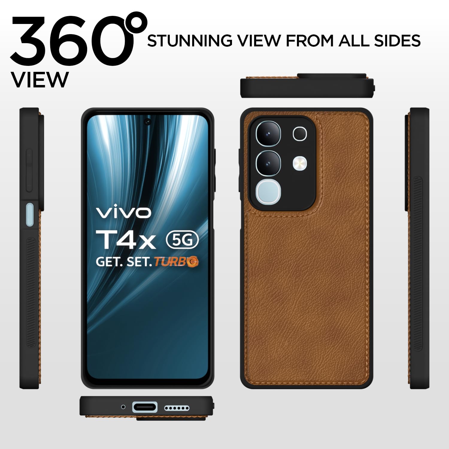 Pikkme Vivo T4x 5G / iQoo Z10x 5G Leather Back Case | Brown