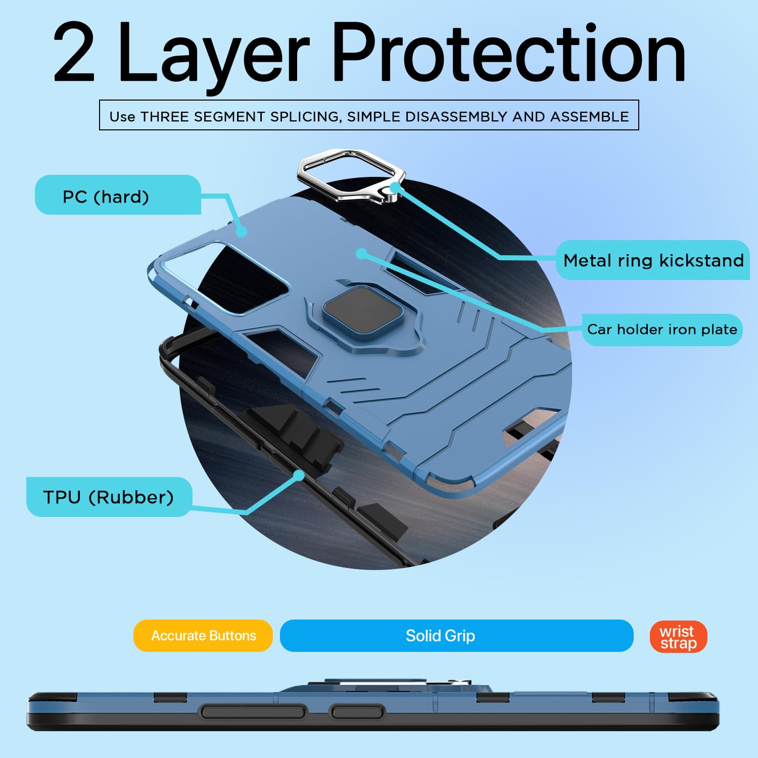 Pikkme Vivo V27 / V27 Pro 5G D5 Tough Armor Back Cover | Blue