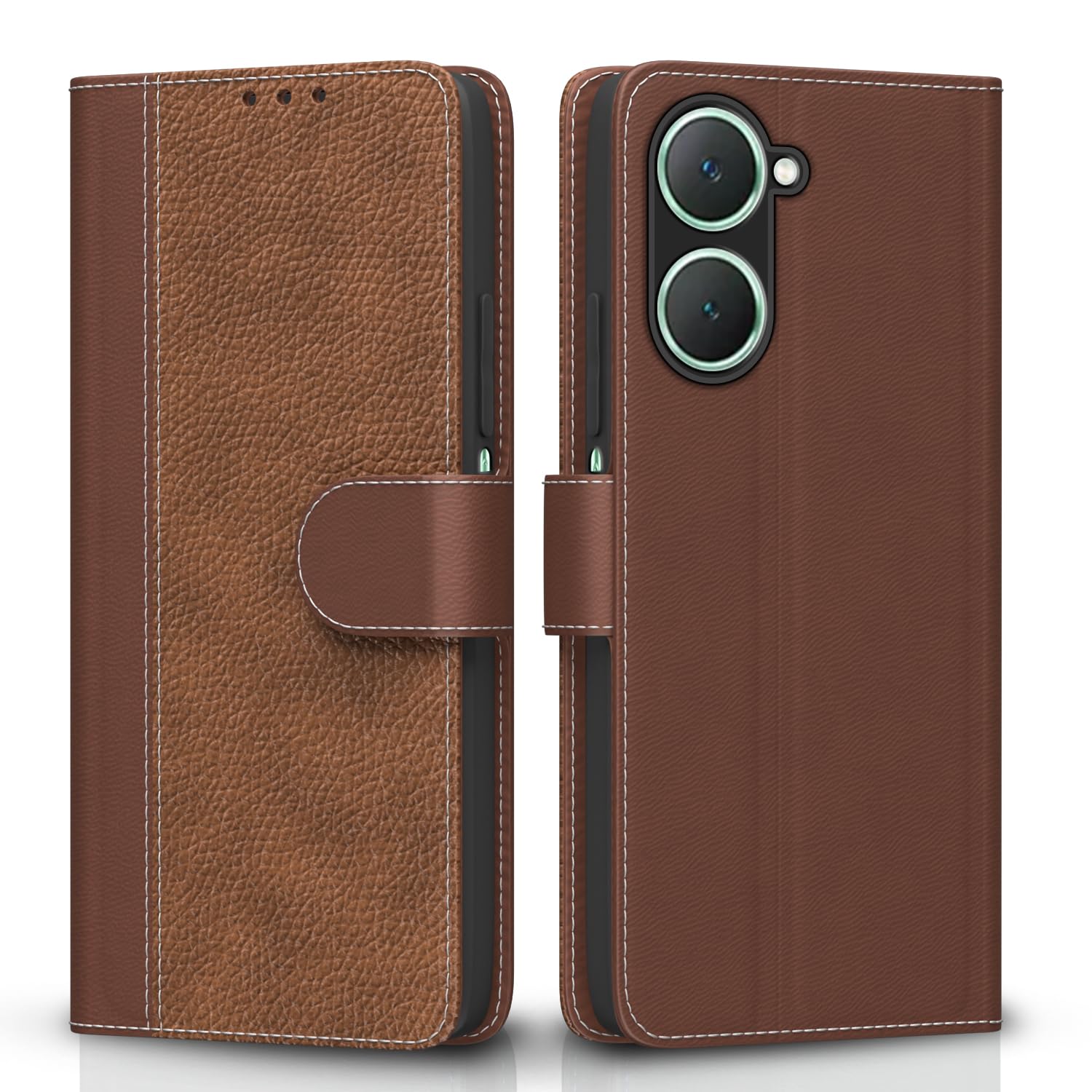 Tan Wallet mobile flip cover for iQOO Z9 Lite 5G/Vivo T3 Lite 5G/Vivo Y18/Y18e/Y03 – Pikkme