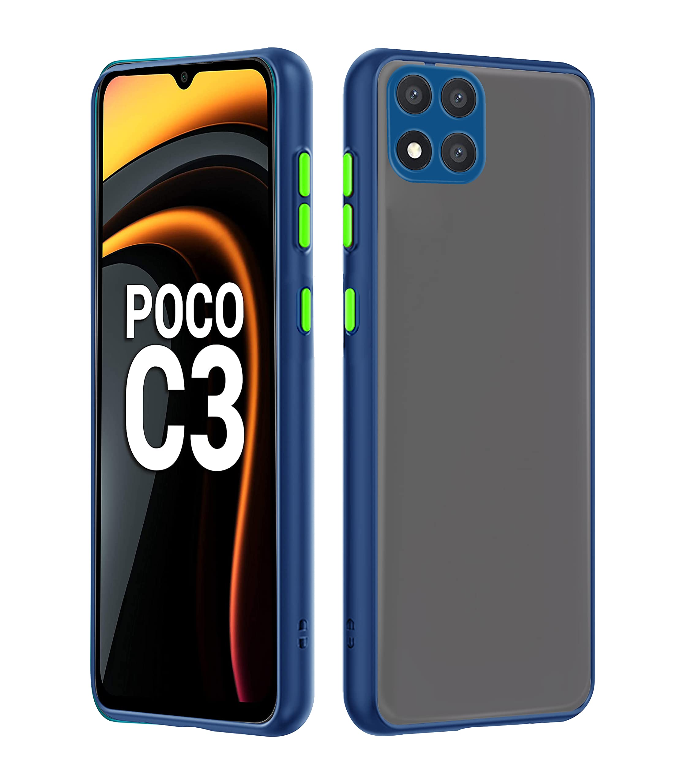 Pikkme Poco C3 Matte blue mobile back cover
