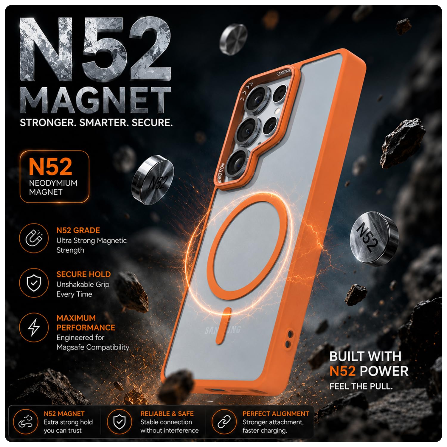 Orange mag-safe mobile back cover for Samsung S25 Ultra 5G – Pikkme – photo 3