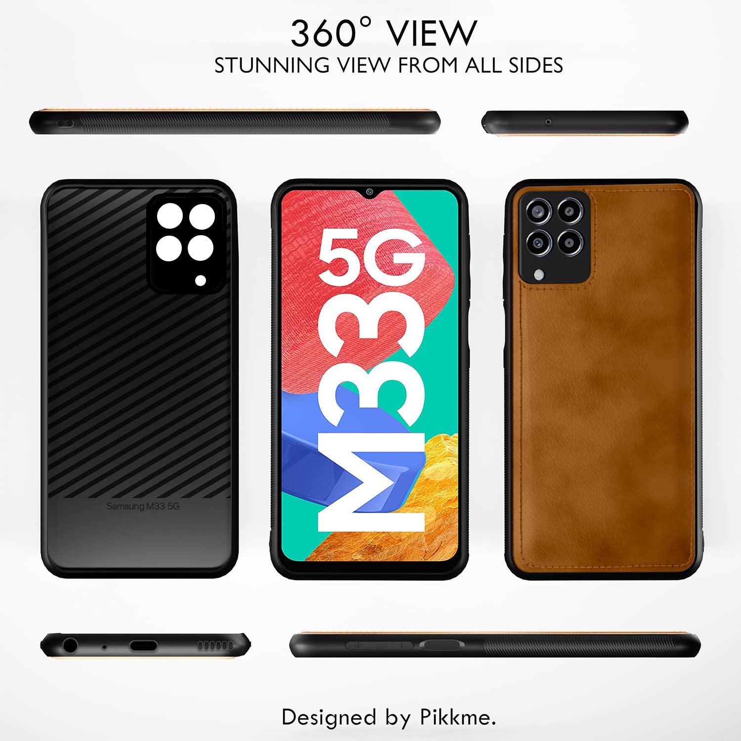 Pikkme Samsung Galaxy M33 5G Leatherback Back Case | Brown