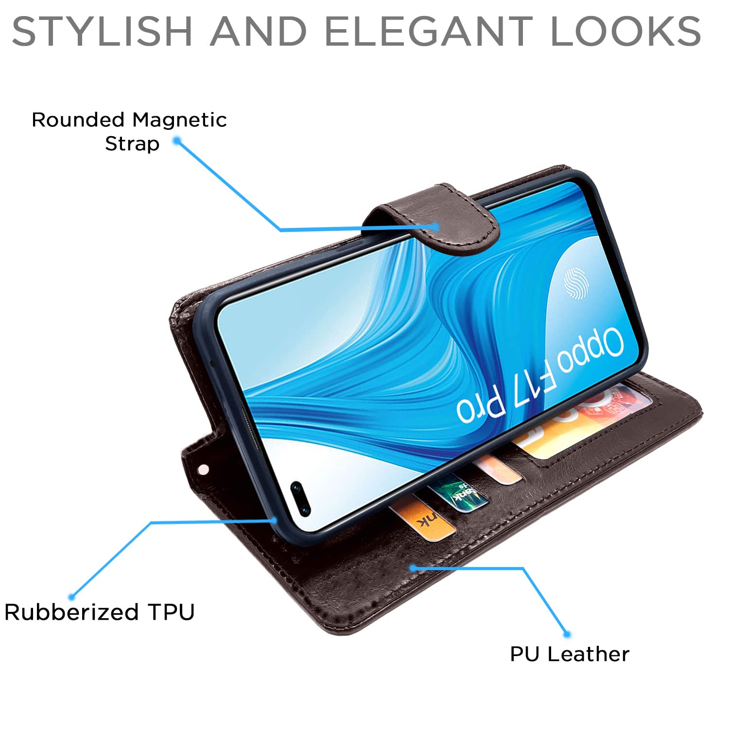 Pikkme Oppo F17 Pro Vintage Flip Cover (Coffee)