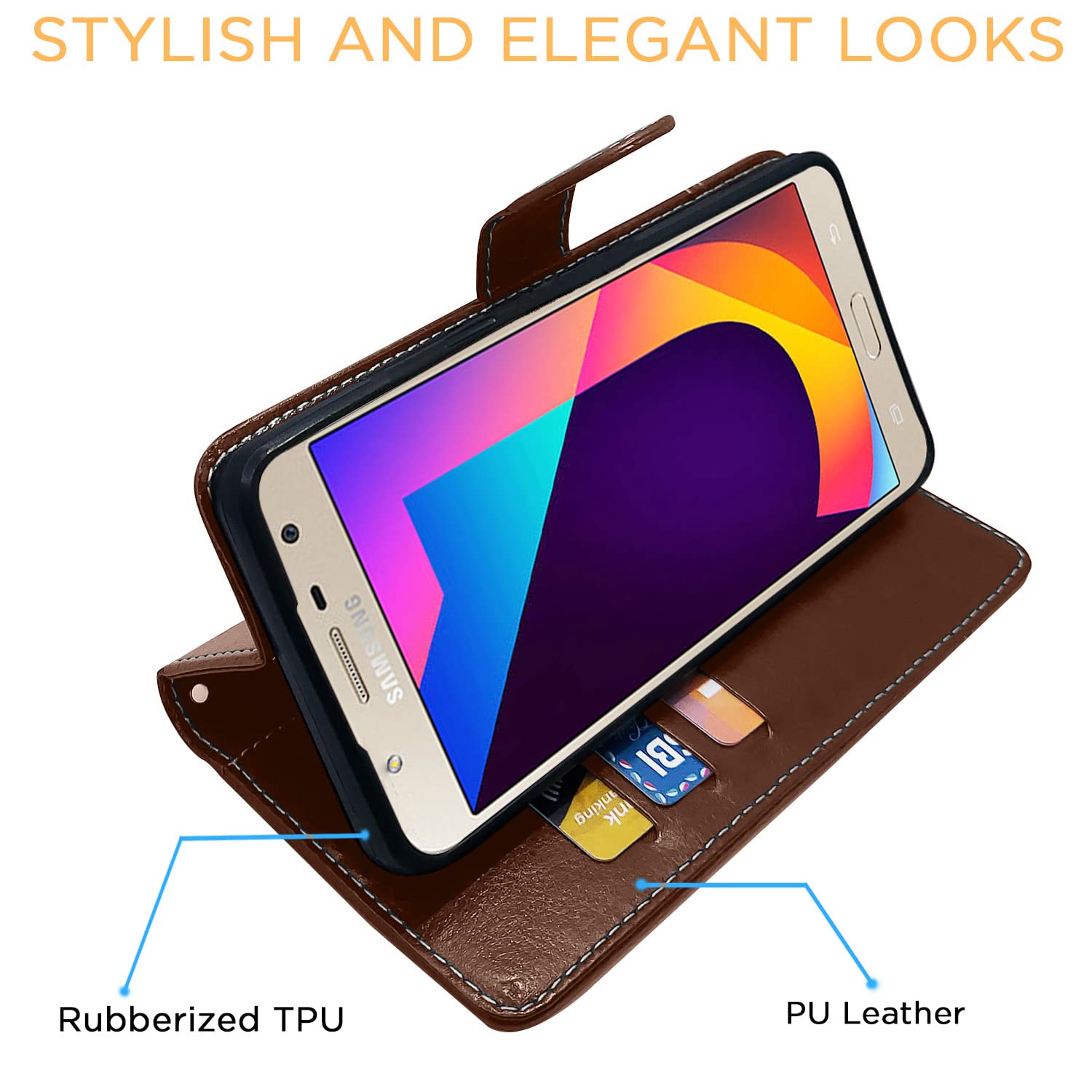 Pikkme Samsung J7 2015/J7 brown & coffee mobile flip cover – photo 5