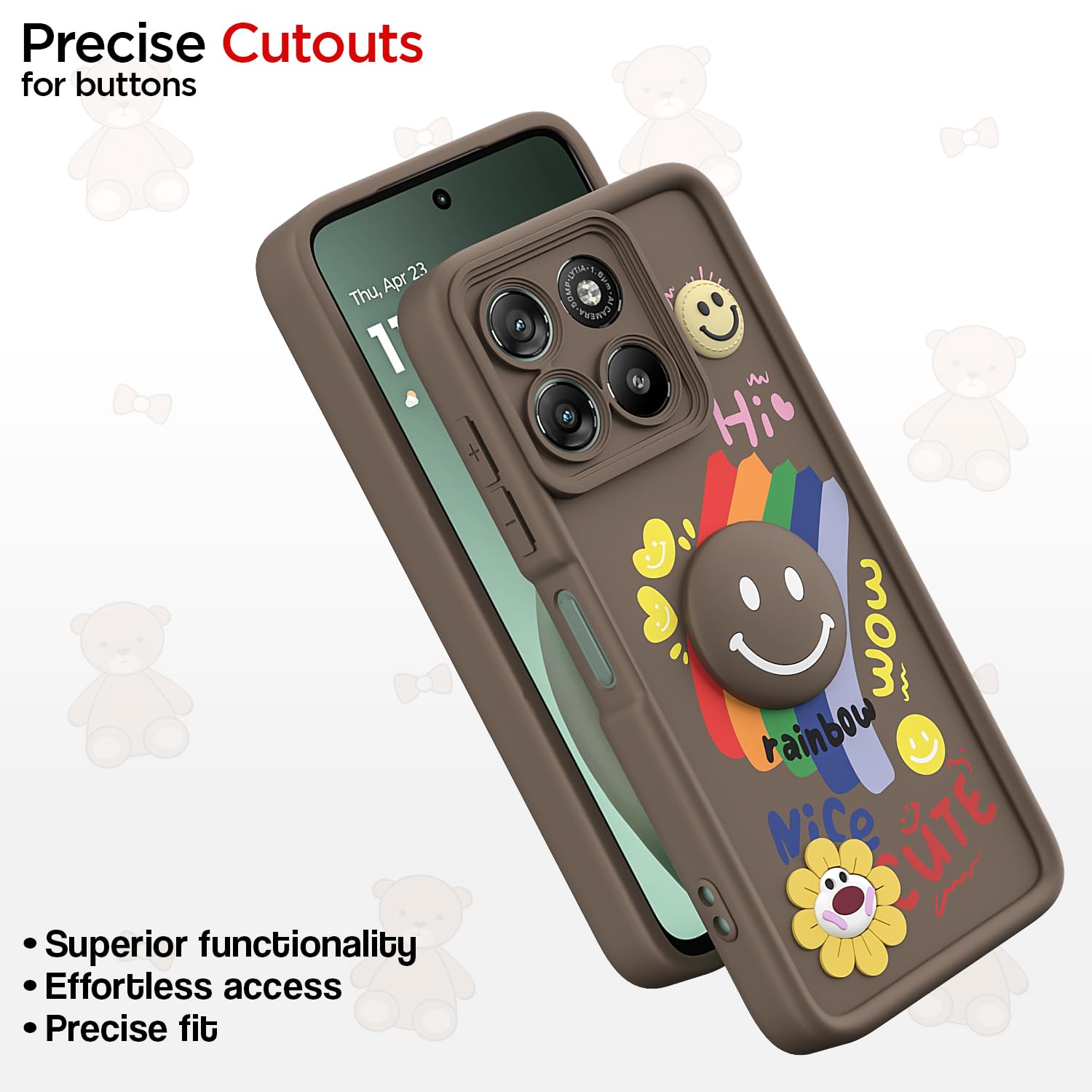Pikkme Moto G67 Power/G57 Power 5G Smile Rainbow brown phone cover – photo 6