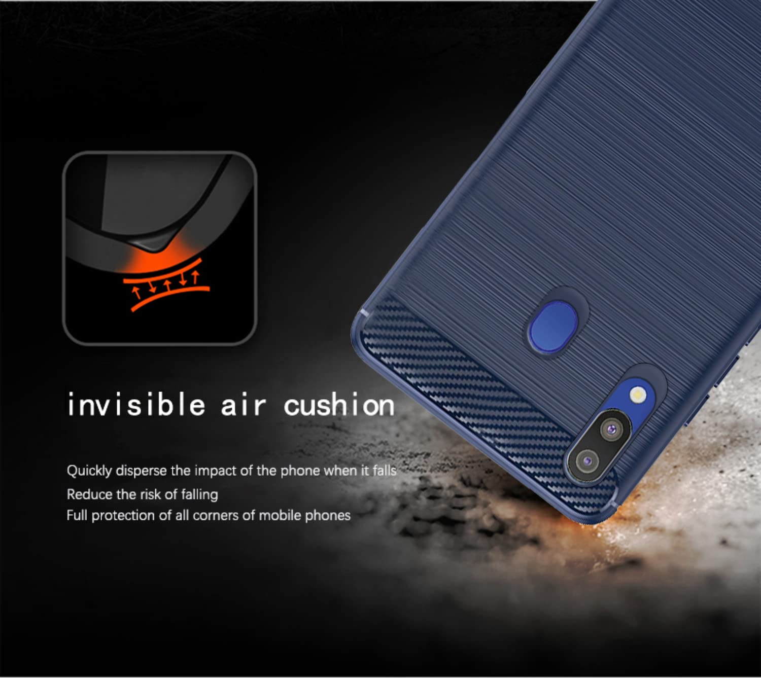 Pikkme Samsung Galaxy M20 Hybrid Carbon Fiber Back Cover | Blue
