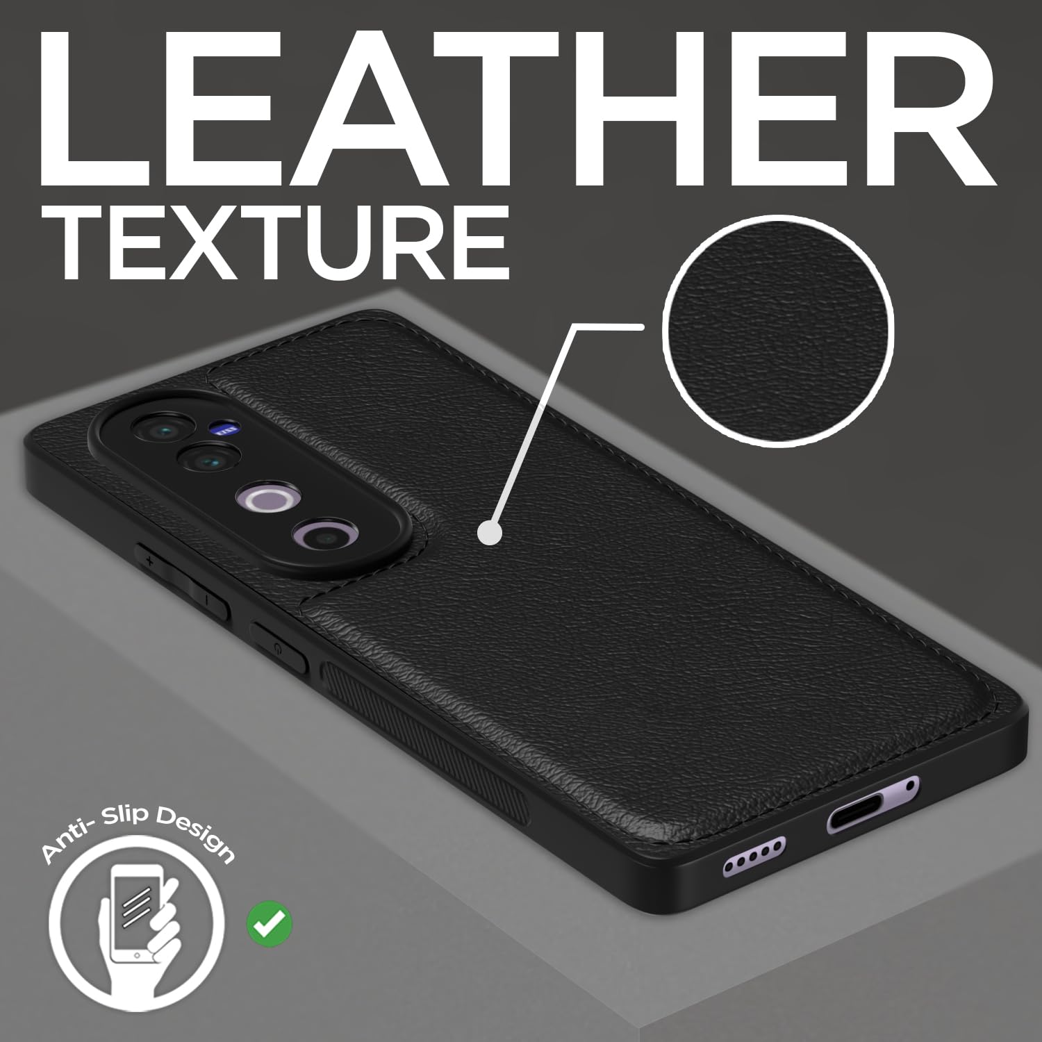 Pikkme V40 / V40 Pro / T3 Ultra 5G Leather Back Case | Black