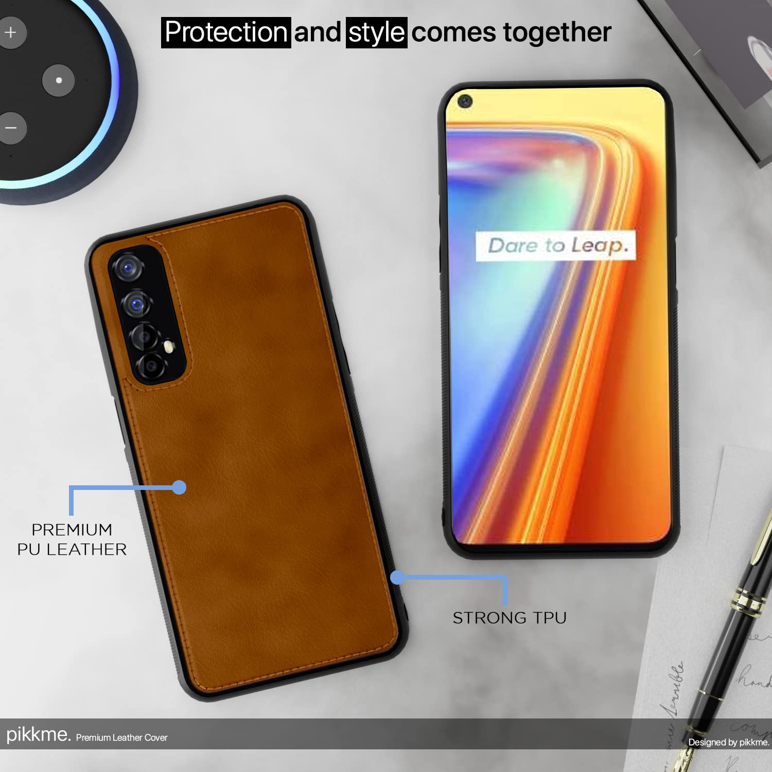 Pikkme Realme 7 Leather Back Case | Brown